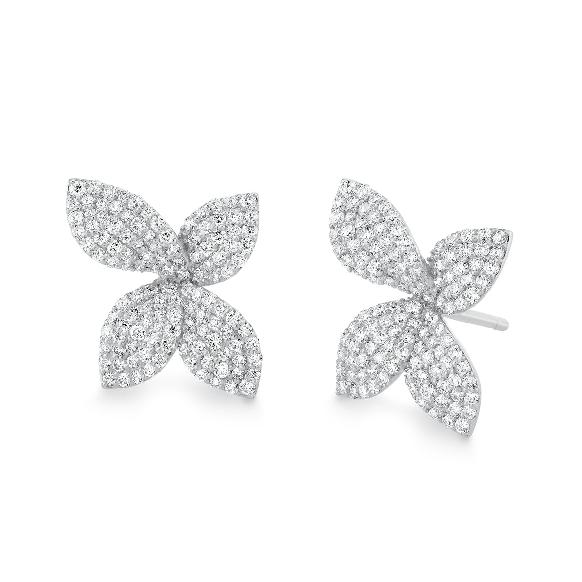 Pavé Butterfly Stud Earrings 18K White Gold.
