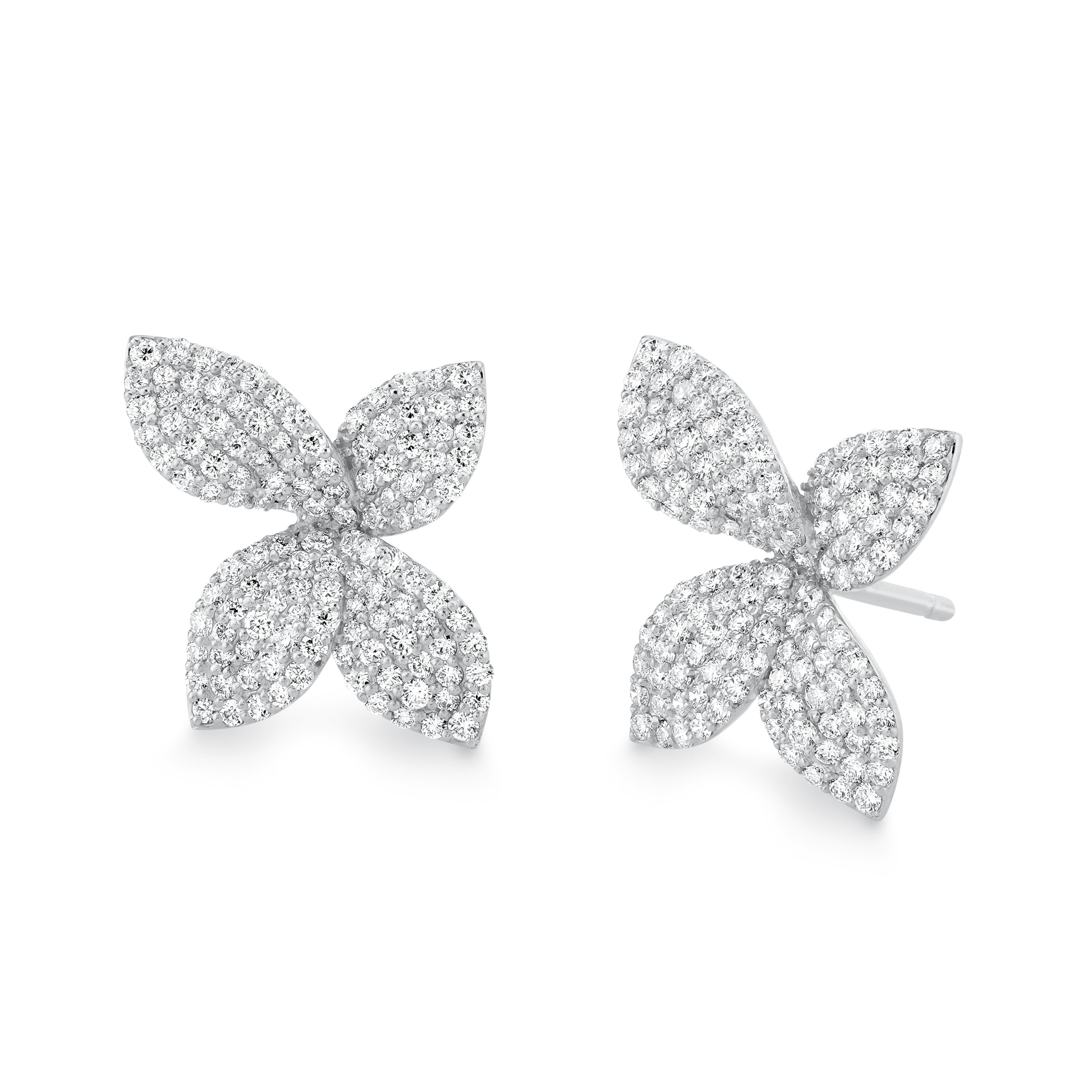 Pavé Butterfly Stud Earrings 18K White Gold.