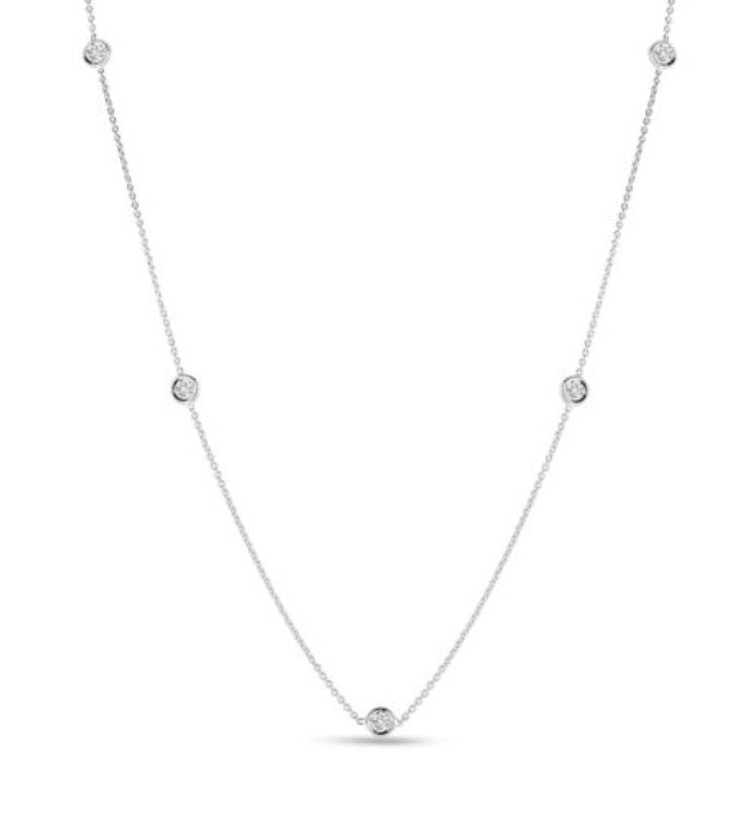 Roberto Coin 18K White Gold 18" Diamonds by The Inch Five Station Necklace 0.23 ctw