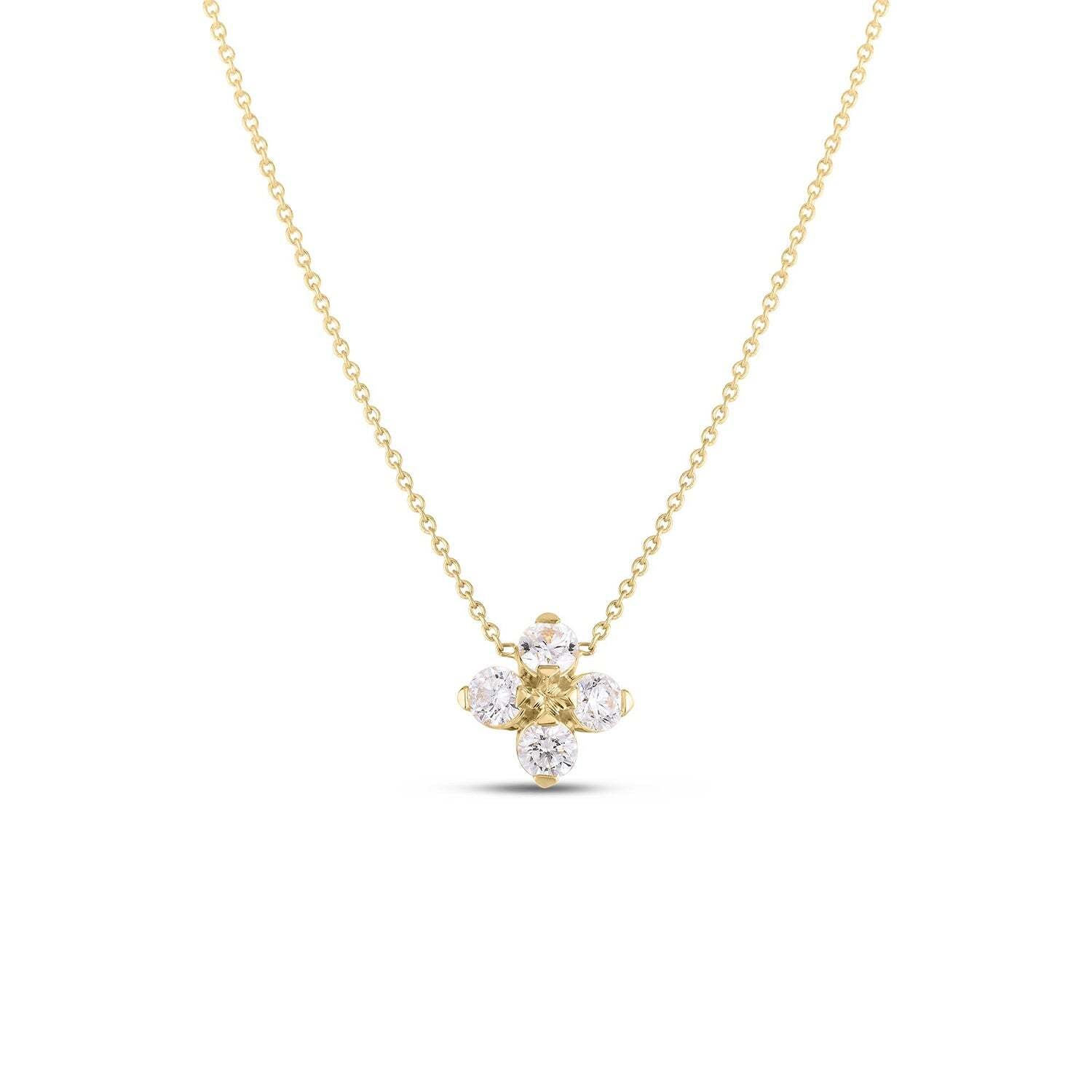 18K Gold Love in Verona Diamond Flower Necklace