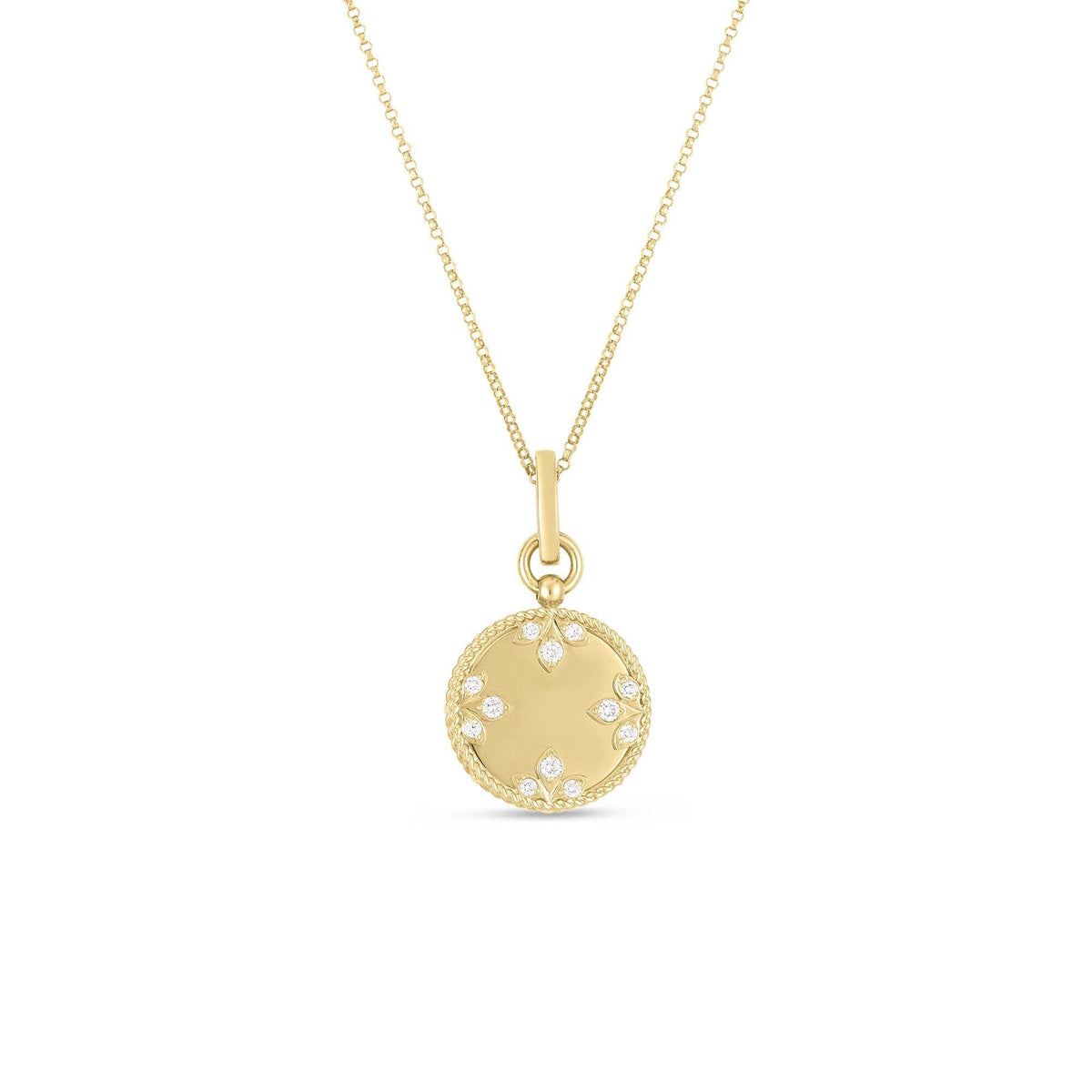 Video Thumbnail: Roberto Coin Medallions Gold Diamond Necklace - 18k Venetian Medallion Small Diamond Necklace