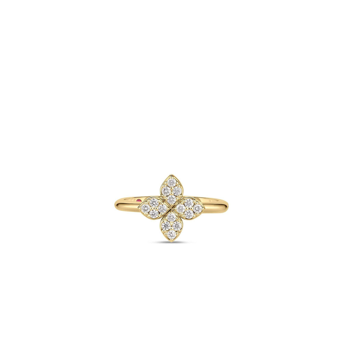 Roberto Coin 18K Yellow Gold Love In Verona Medium Pave Diamond Flower Ring 0.18 ctw