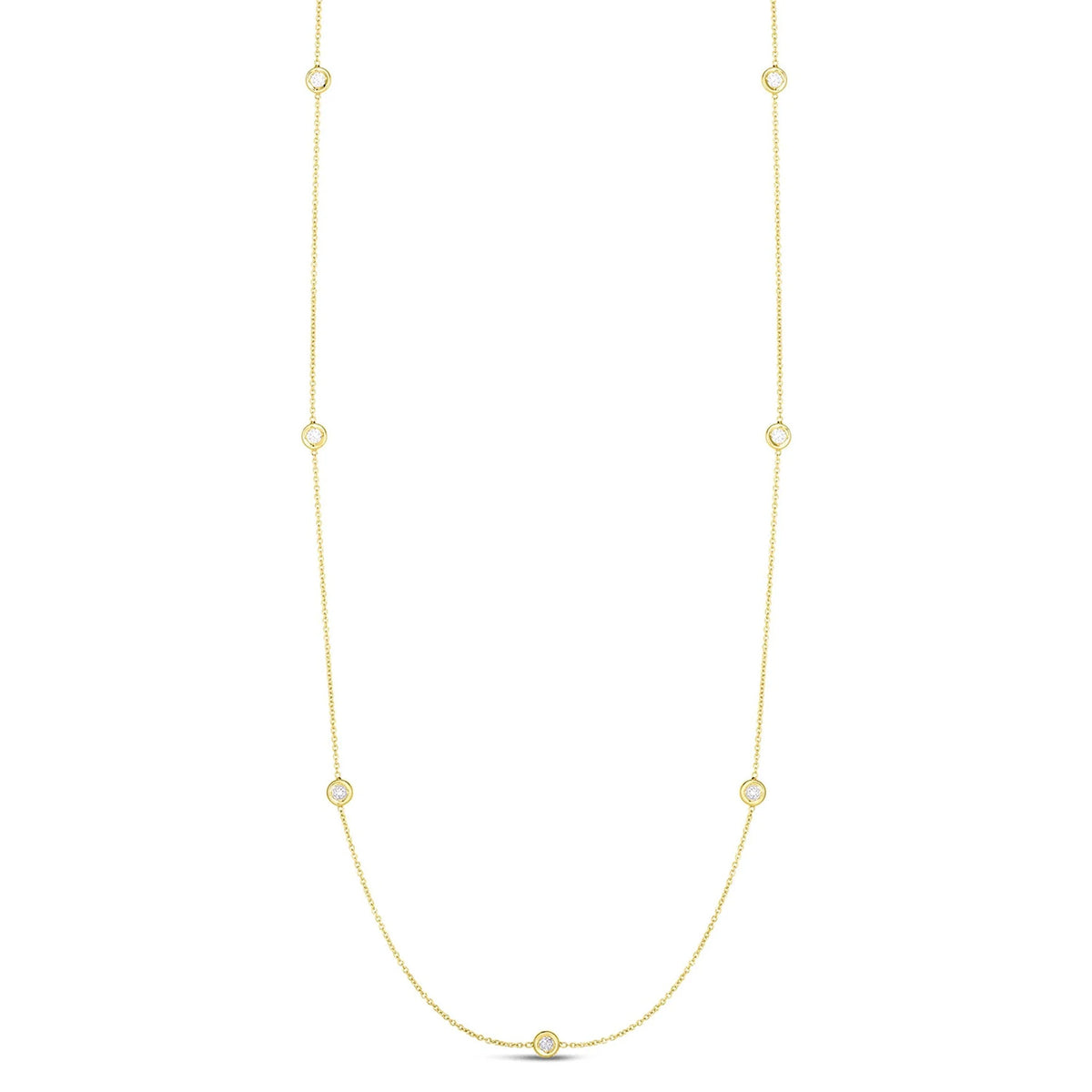 Roberto Coin 18K White Gold 18" Diamonds by The Inch Five Station Necklace 0.35 ctw