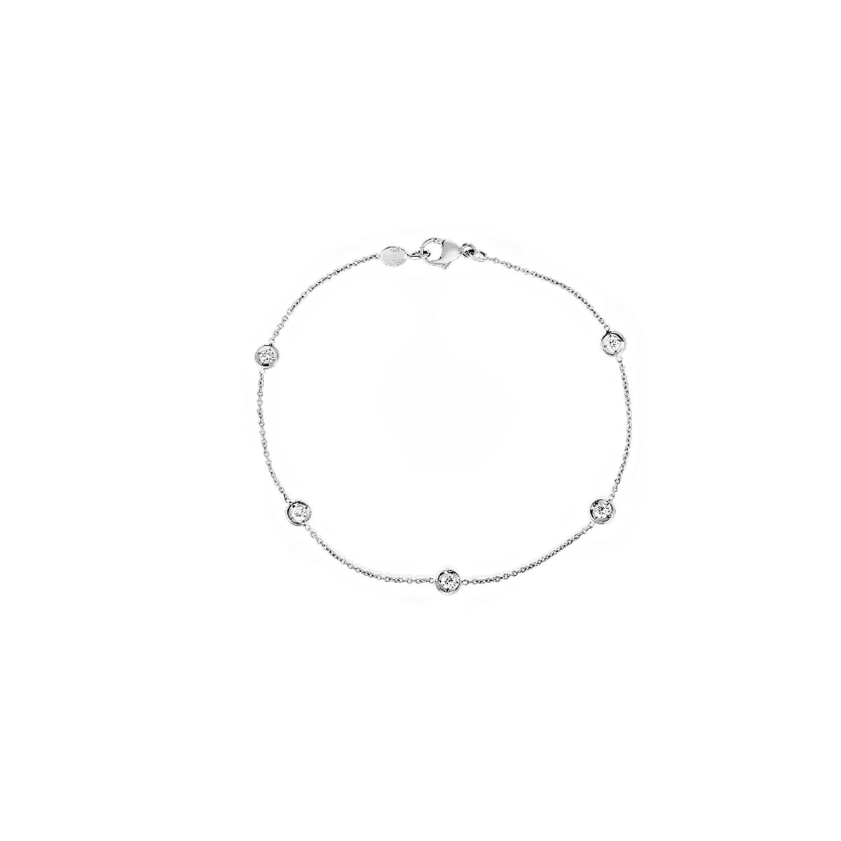 Roberto Coin 18K White Gold 7" Diamonds by The Inch Five Station Bracelet 0.25 ctw