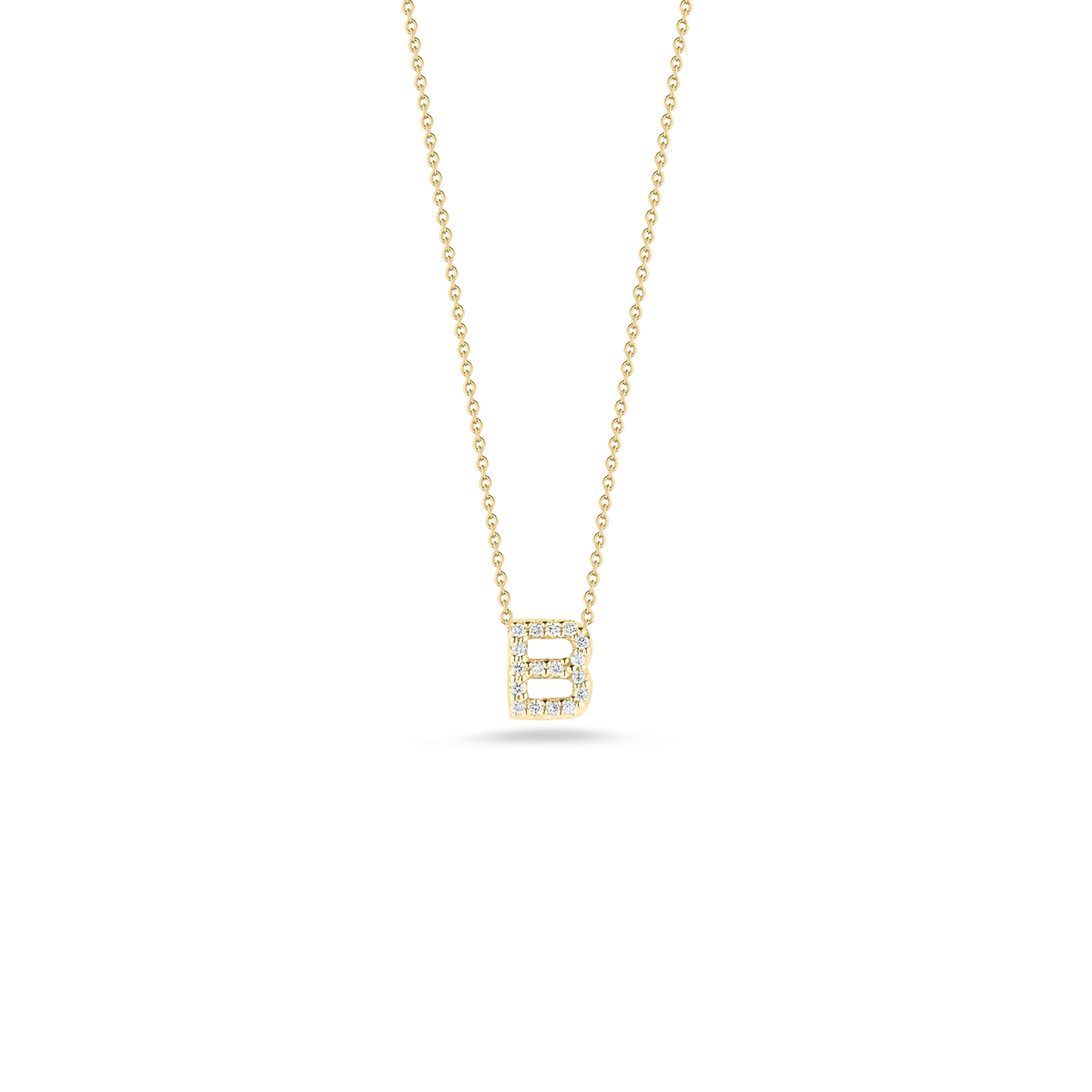 Roberto Coin 18K Yellow Gold 18" Tiny Treasures Diamond Love Letter B Necklace 0.06 ctw