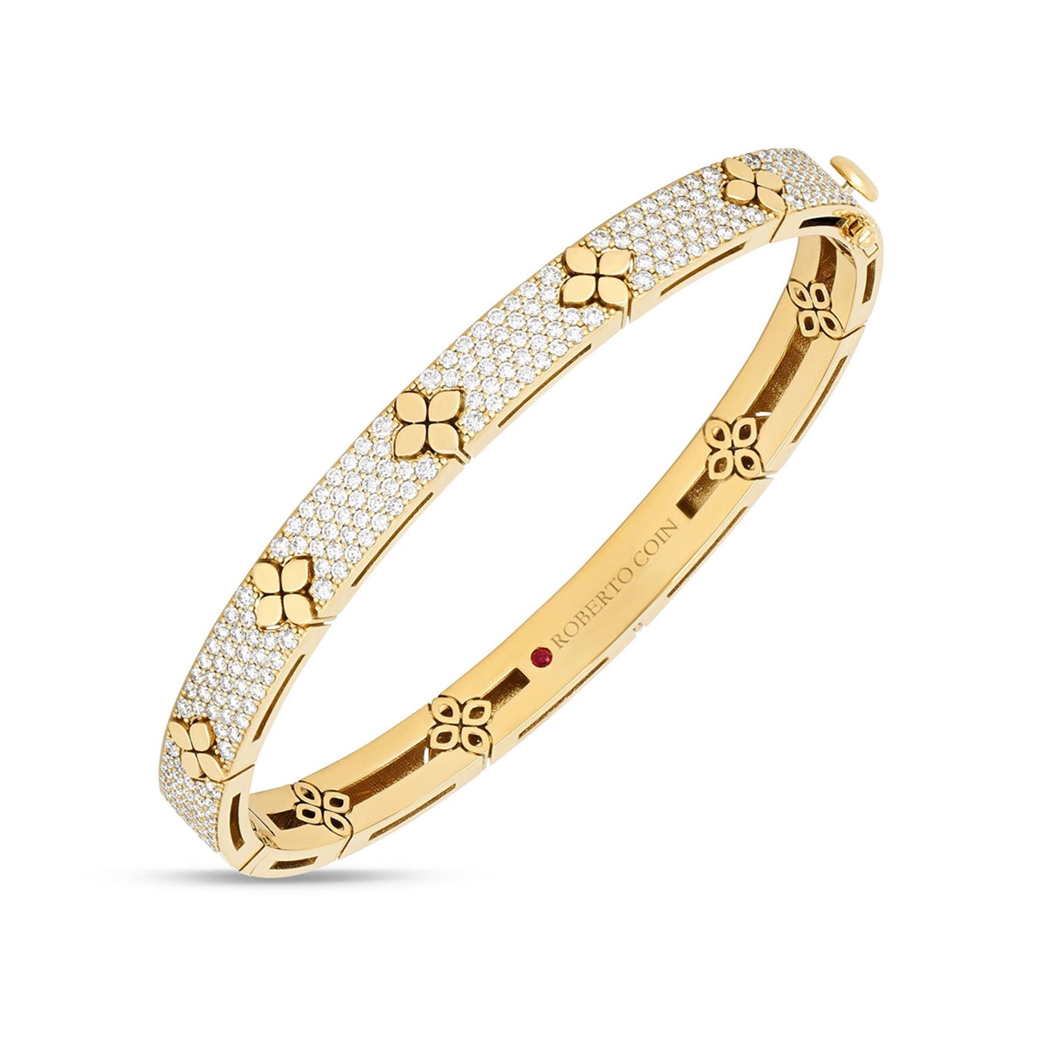 Roberto Coin 18k Yellow Gold Love In Verona Pave Diamond Bangle 1.45ctw
