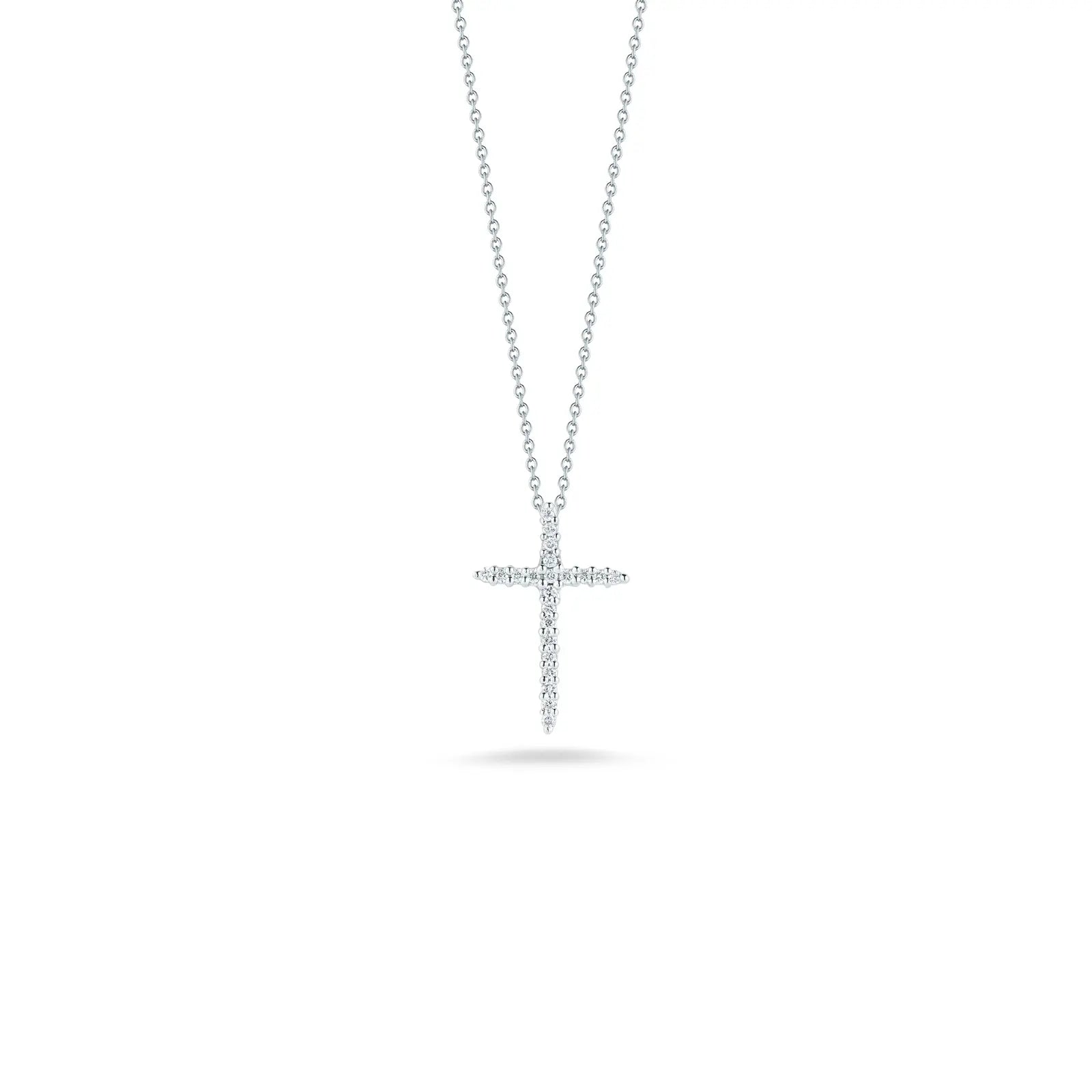 18KW Tiny Treasures Diamond Sliver Cross Necklace