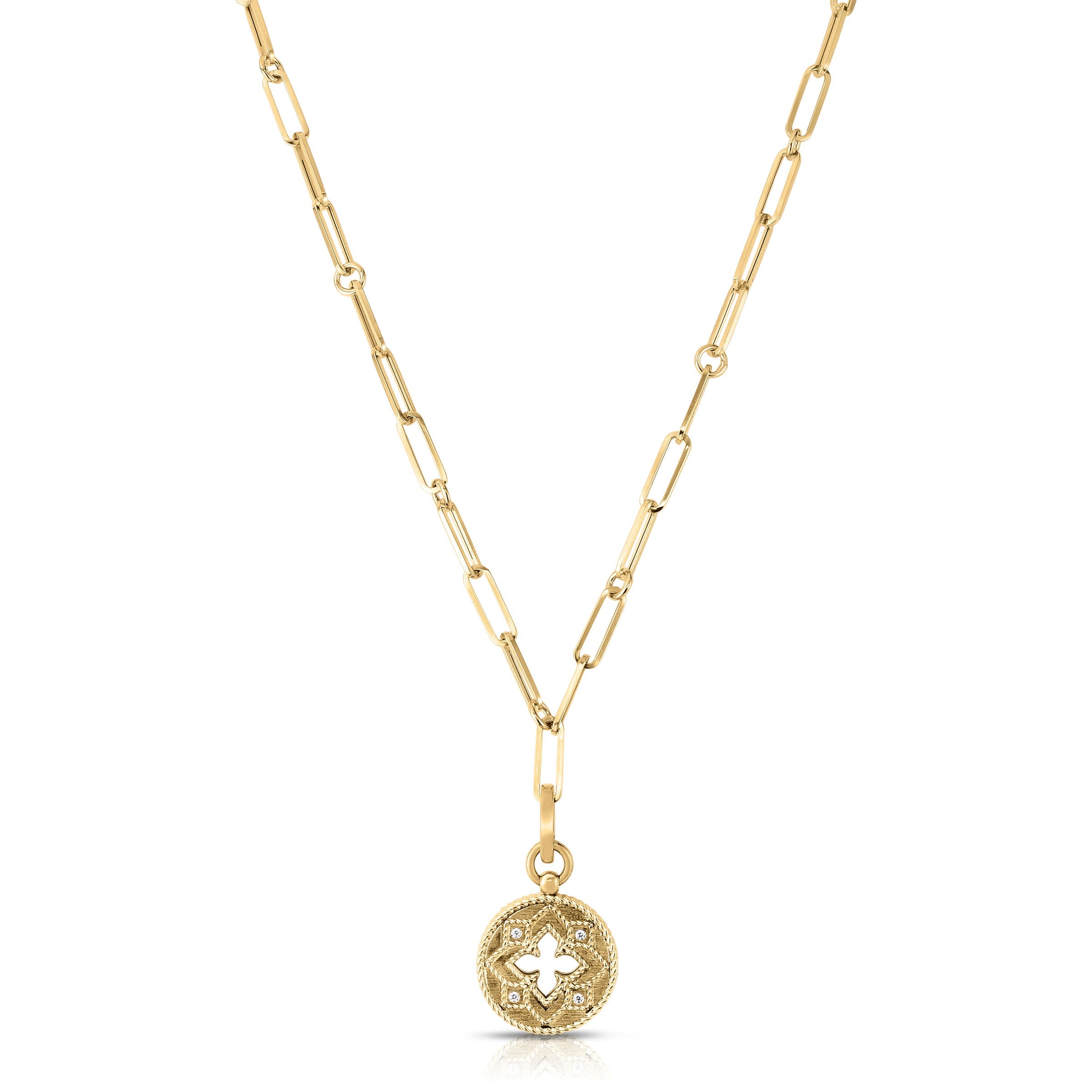 Video Thumbnail: Robert Coin Yellow Gold Venetian Princess Small Diamond Cutout Medallion Necklace 0 - Robert Coin 18k Yellow Gold Venetian Princess Small Diamond Cutout Med