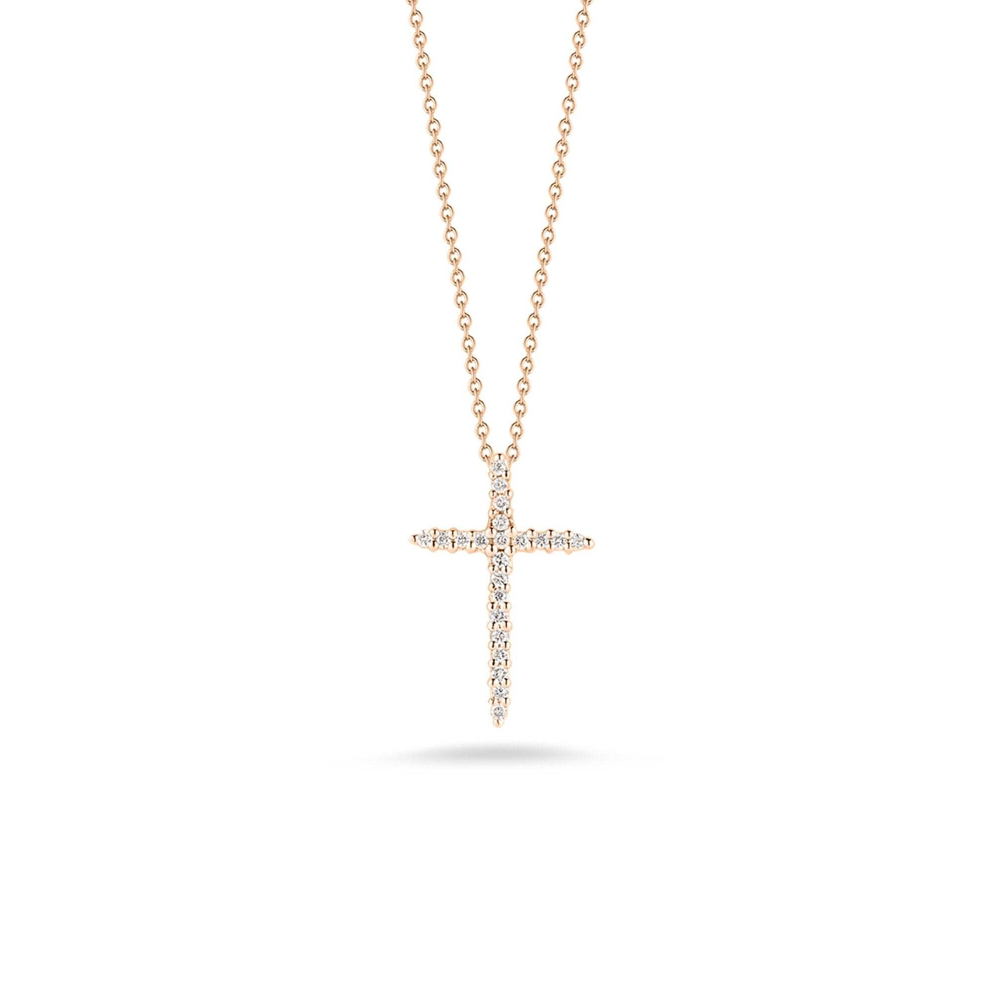 18KR Tiny Treasures Diamond Sliver Cross Necklace
