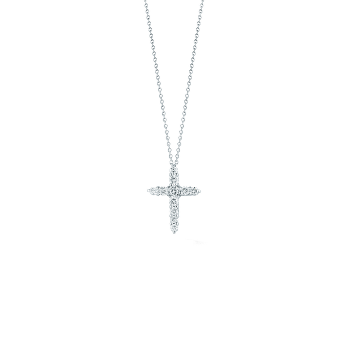 18KW Tiny Treasures Small Diamond Tapered Cross Necklace