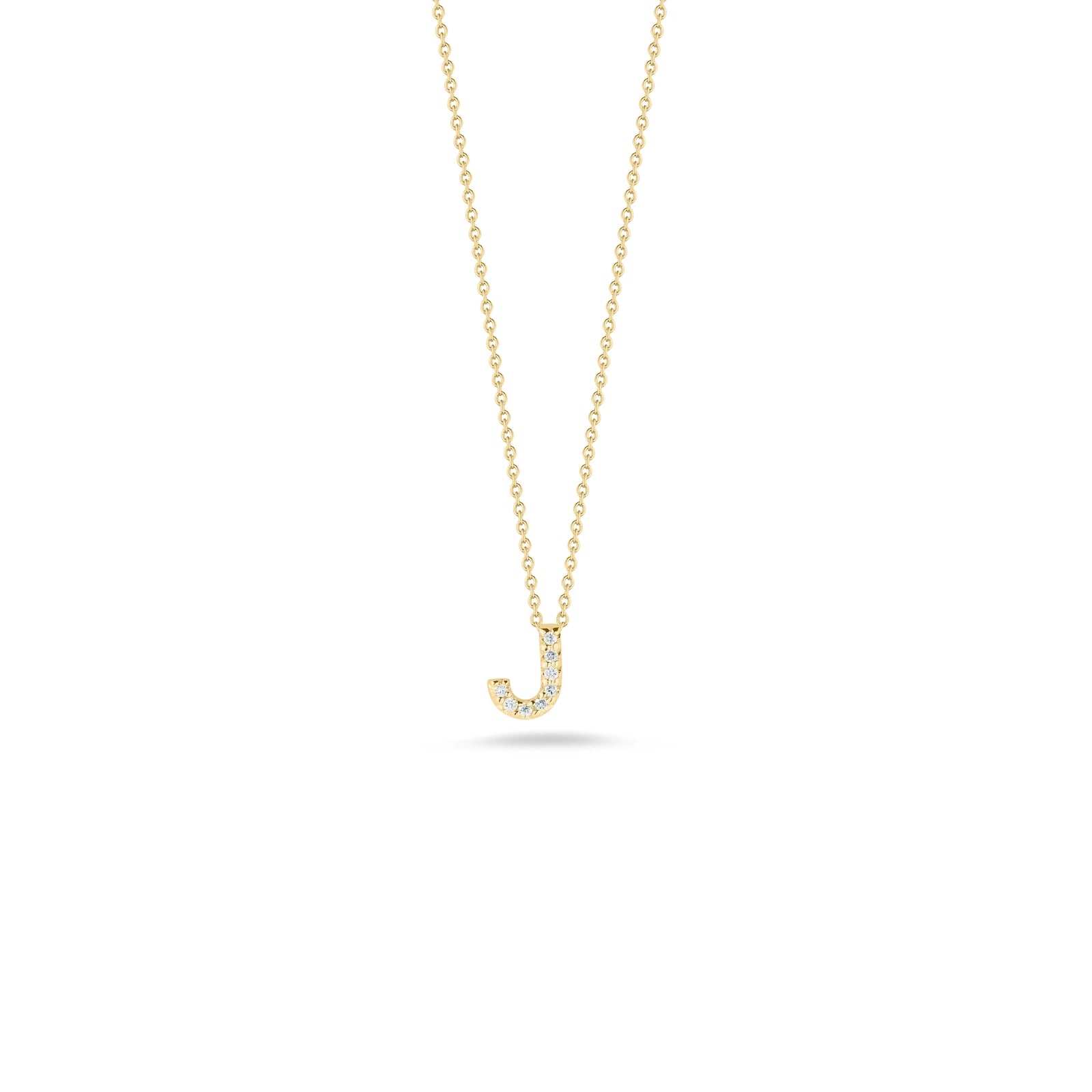 18KY Gold Tiny Treasures Diamond Love Letter "J" Necklace