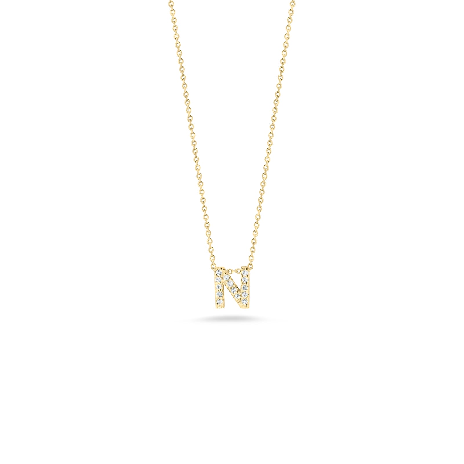18KY Gold Tiny Treasures Diamond Love Letter "N" Necklace