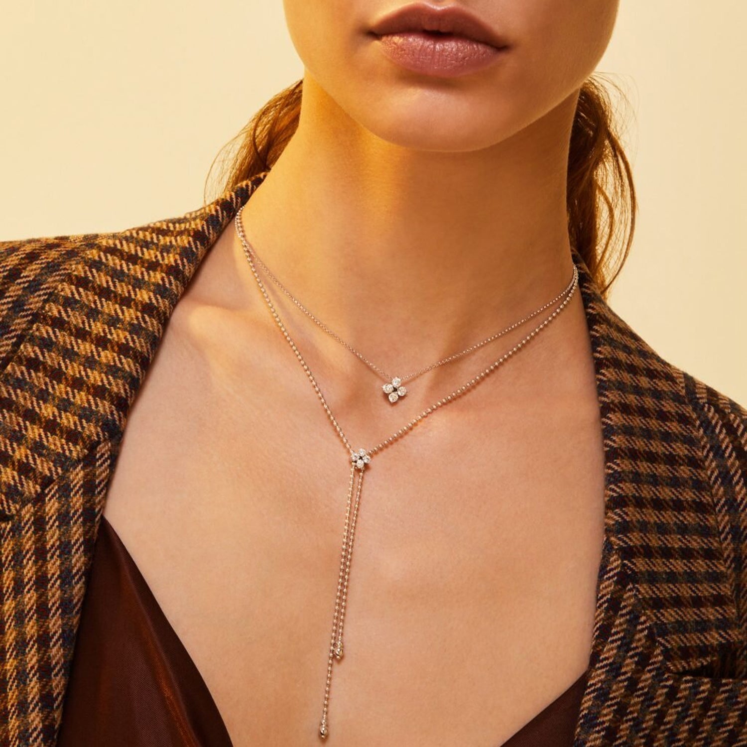 18KY Gold Love In Verona Diamond Flower Lariat Necklace