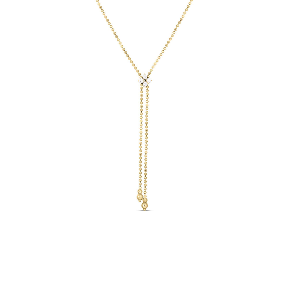 Roberto Coin 18K Yellow Gold 23" Love In Verona Diamond Flower Lariat Necklace 0.30 ctw