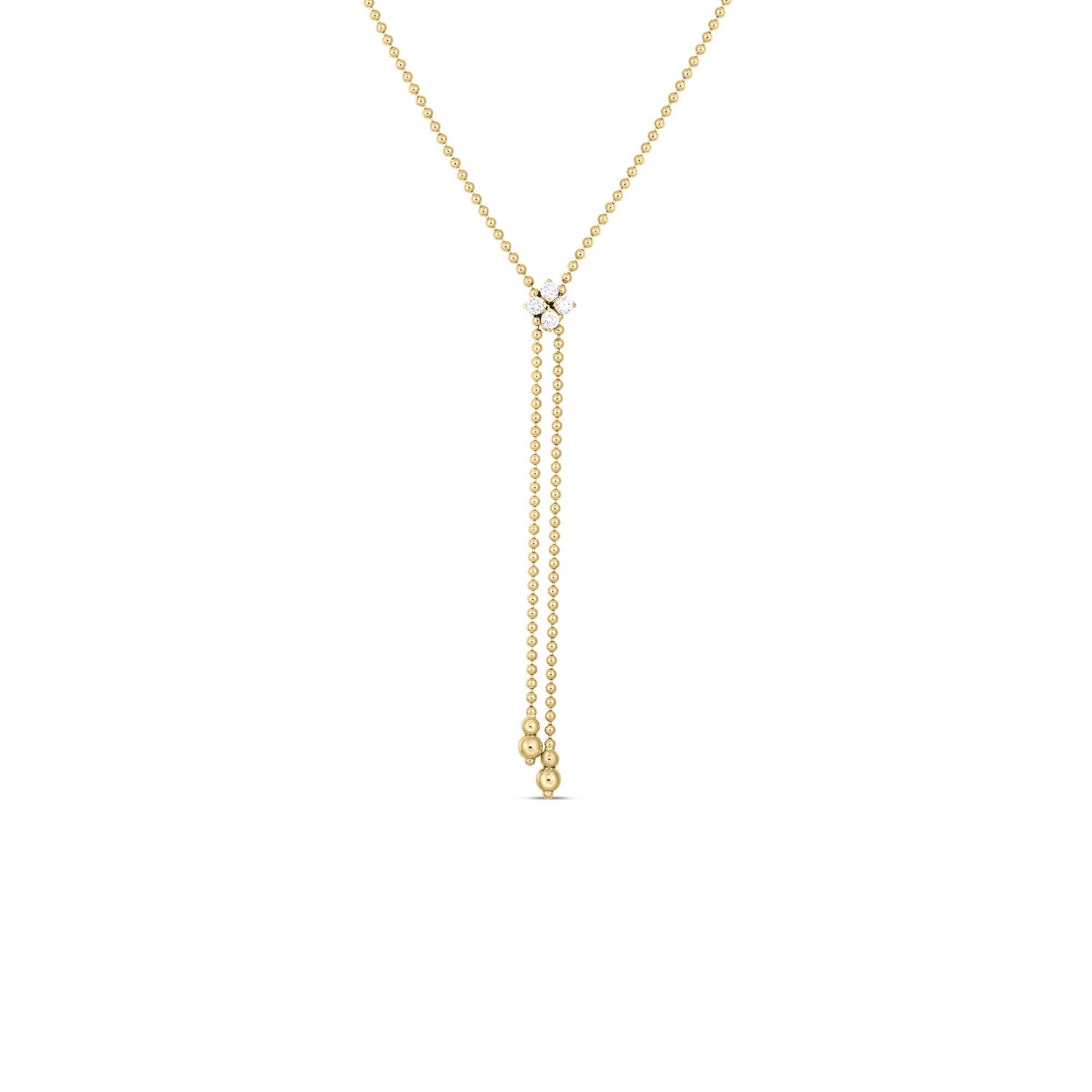 18KY Gold Love In Verona Diamond Flower Lariat Necklace