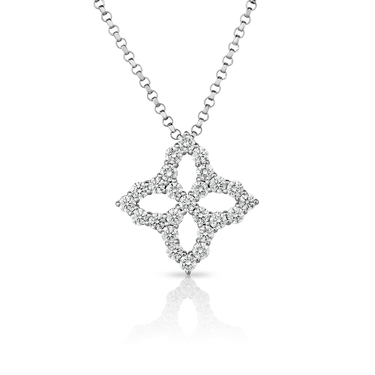 Roberto Coin 18K White Gold Princess Flower Necklace 0.50ctw