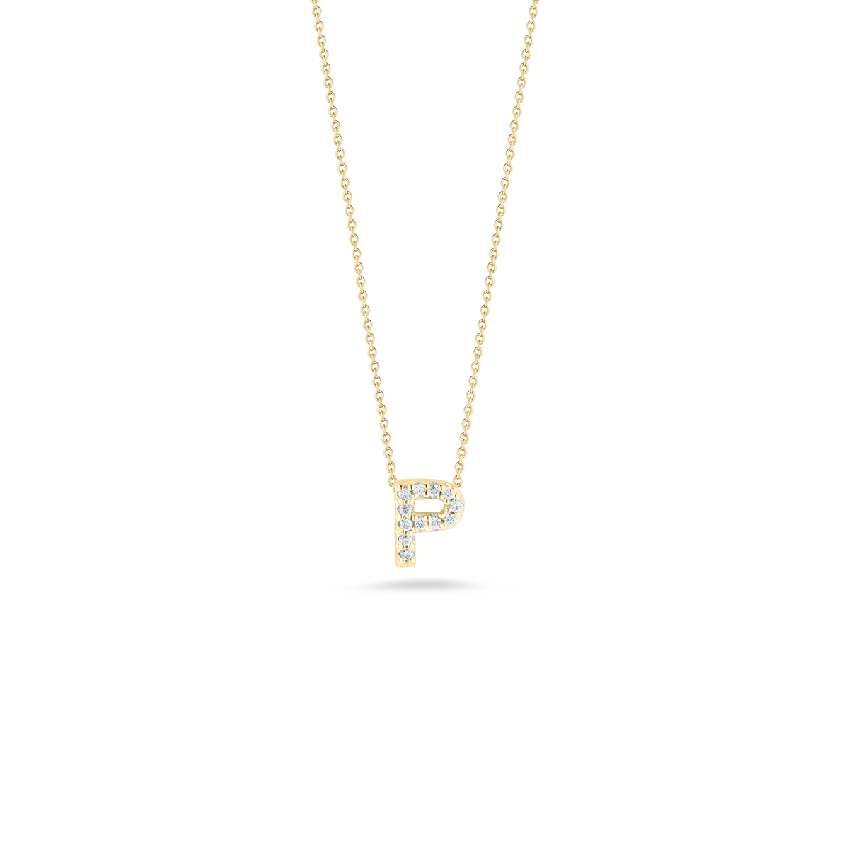 Roberto Coin 18K Yellow Gold 18" Tiny Treasures Diamond Love Letter P Necklace 0.05 ctw
