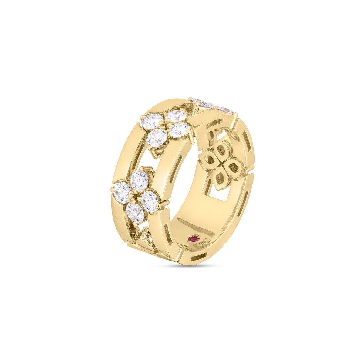 Roberto Coin 18K Yellow Gold Love In Verona Diamond Open Frame Ring 0.99ctw