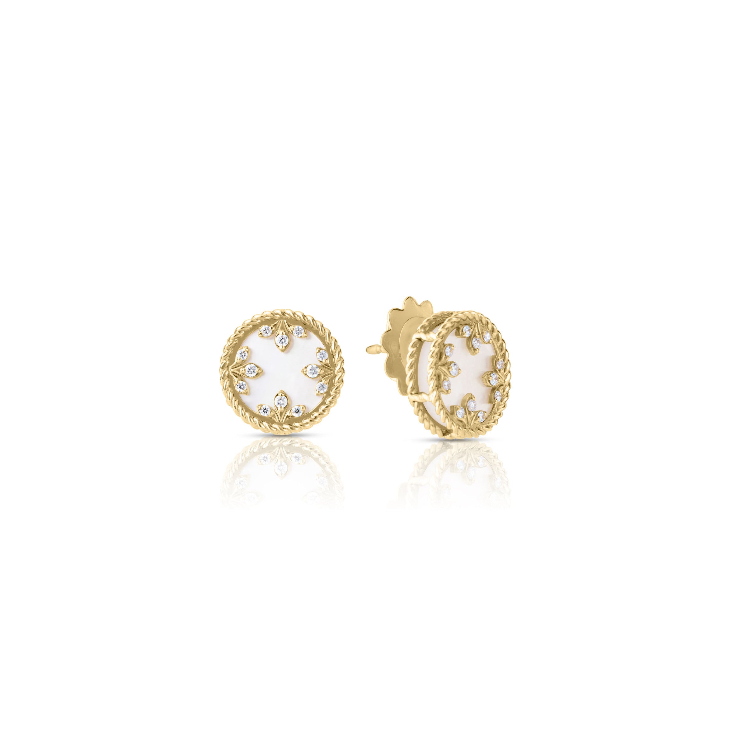 Roberto Coin 18K Yellow Gold Venetian Medallion Small Stud Earrings 0.10ctw