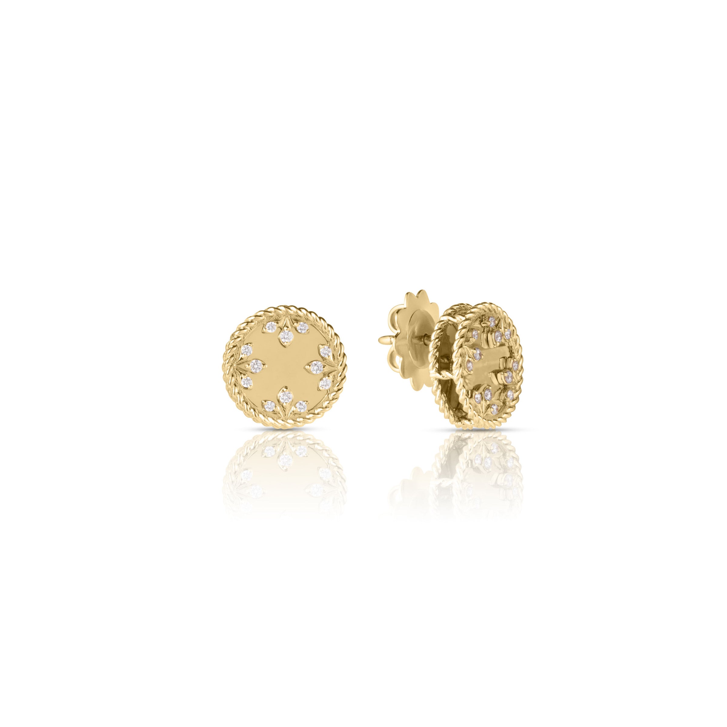 Roberto Coin 18K Yellow Gold Medallion Stud Earrings 0.11ctw
