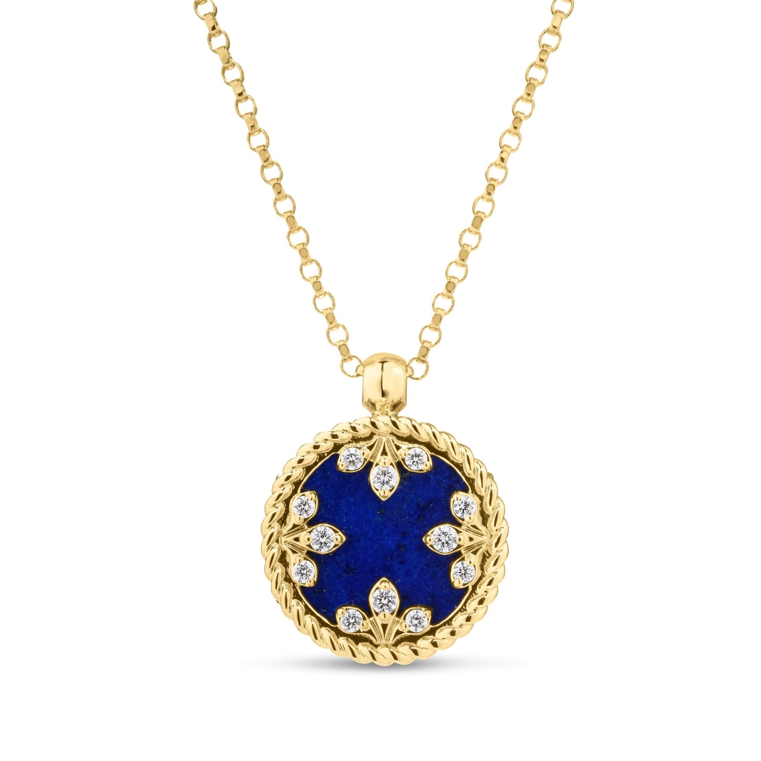 Video Thumbnail: Roberto Coin Yellow Gold Venetian Medallions Small Diamond and Lapis Necklace 0 - Roberto Coin 18k Yellow Gold Venetian Medallions Small Diamond and Lap