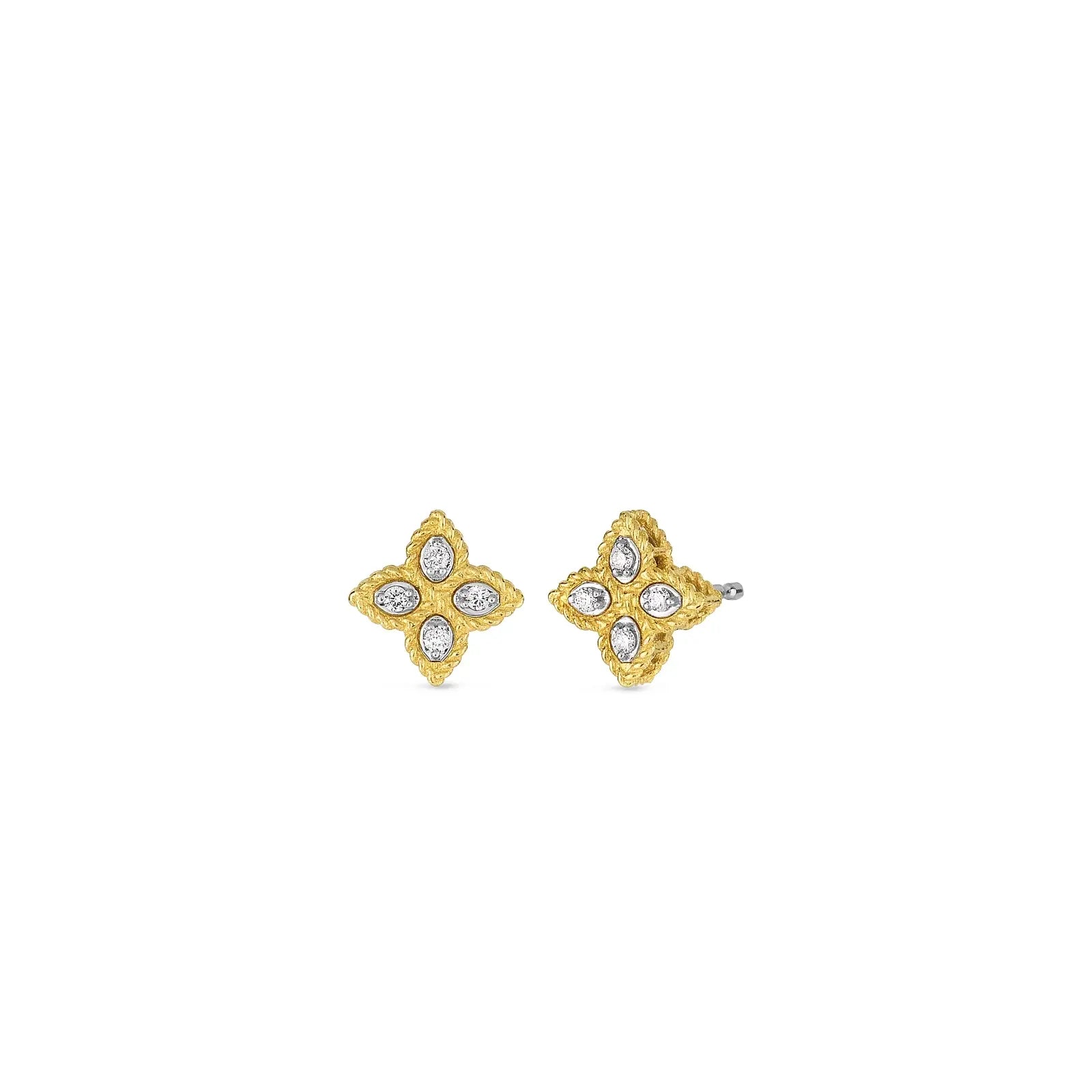 Roberto Coin 18K Yellow Gold Princess Flower Small Diamond Stud Earrings 0.10 ctw