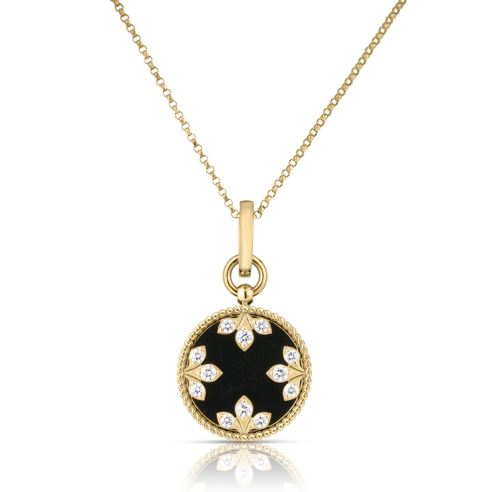 Roberto Coin 18k Yellow Gold Venetian Medallions Medium Black Jade Necklace