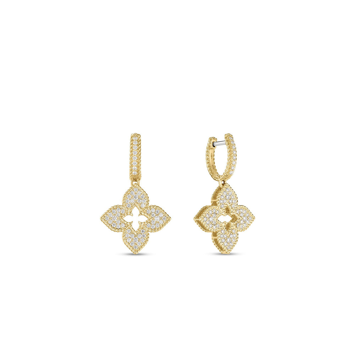 Video Thumbnail: Roberto Coin Yellow Gold Venetian Princess Pave Diamond Medium Flower Drop Earrings 0 - Roberto Coin 18k Yellow Gold Venetian Princess Pave Diamond Medium Flo