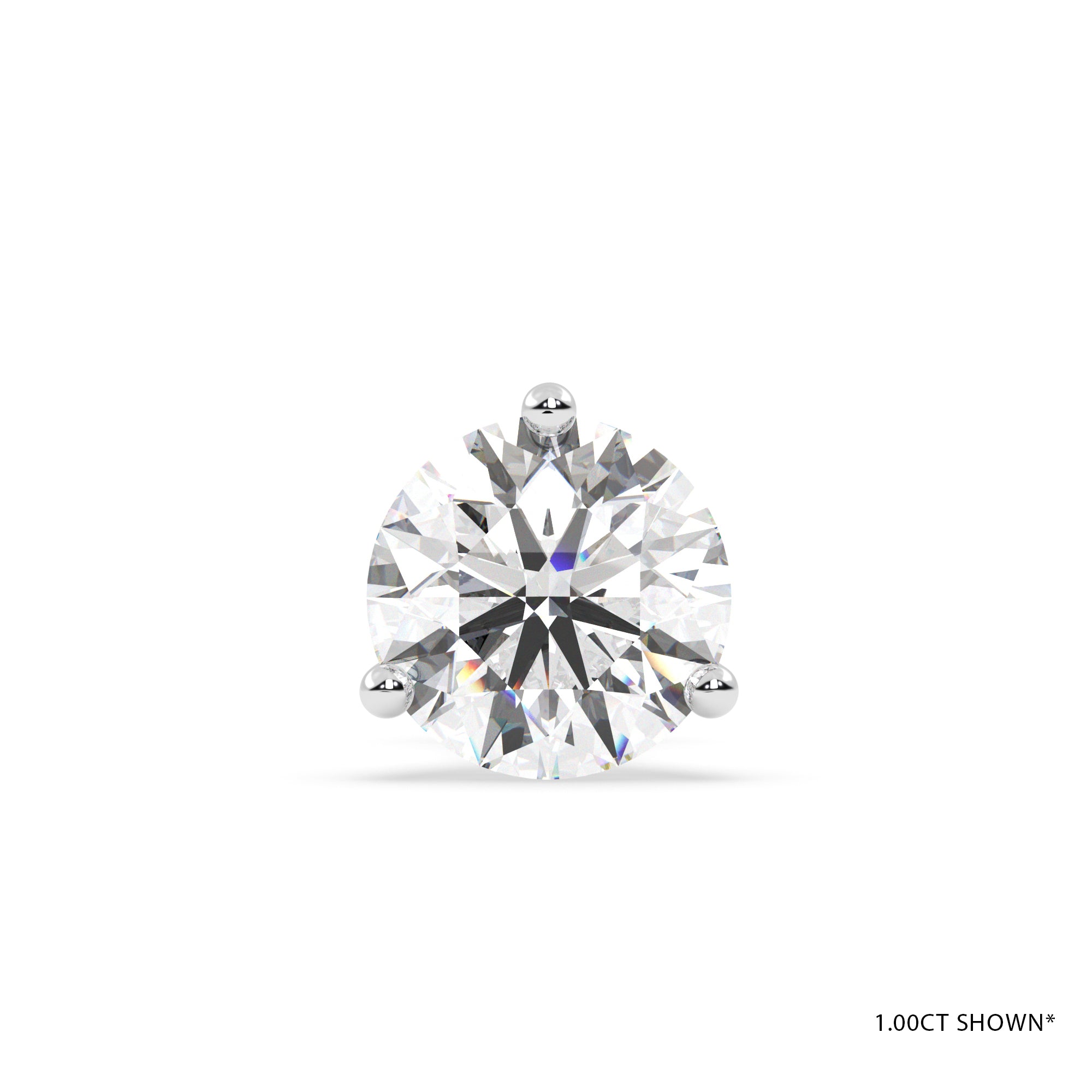 18KW Three Prong Diamond Stud Earrings