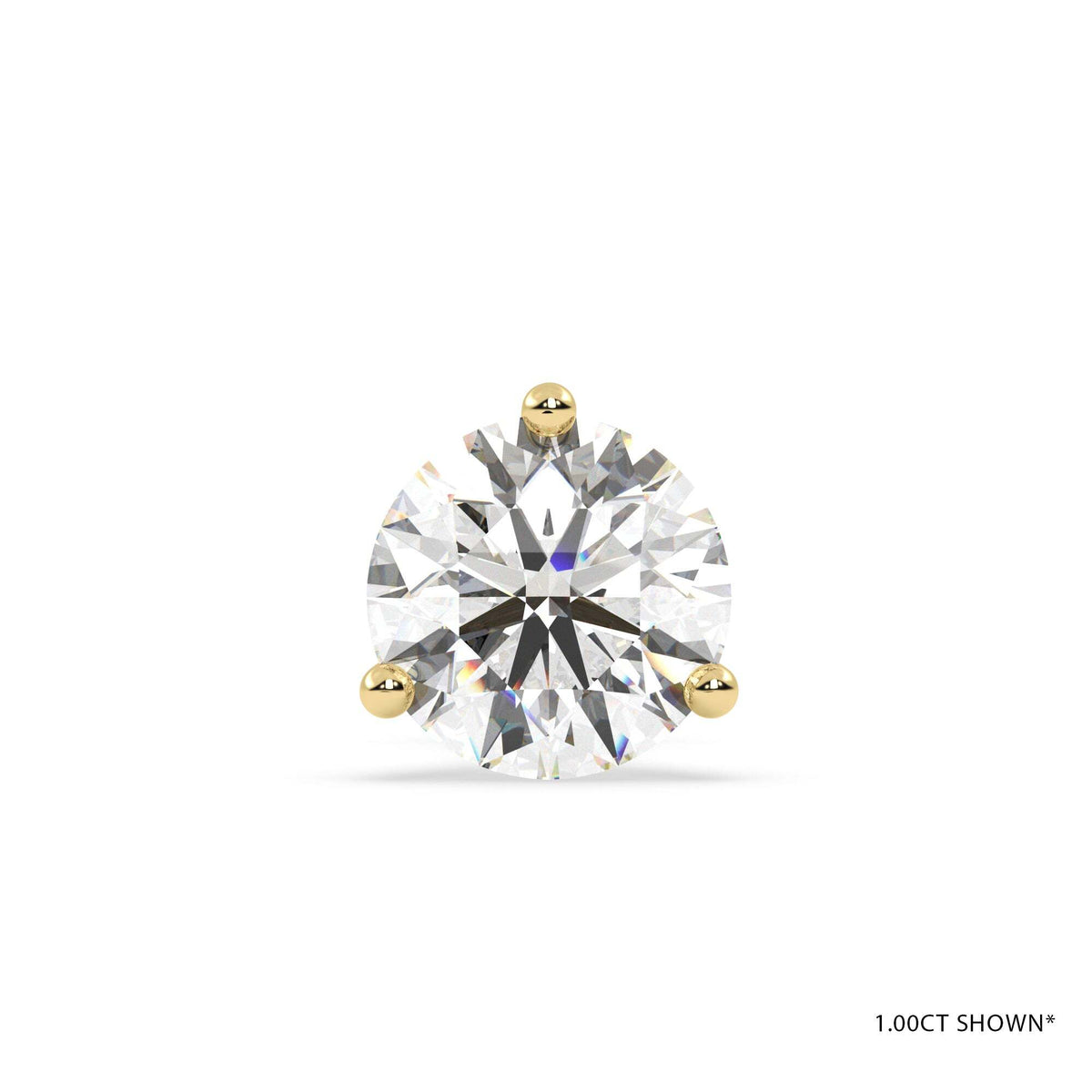 Video Thumbnail: Prongcocktail Stylestudearrings Yellow - 18ky Three Prong Diamond Stud Earrings