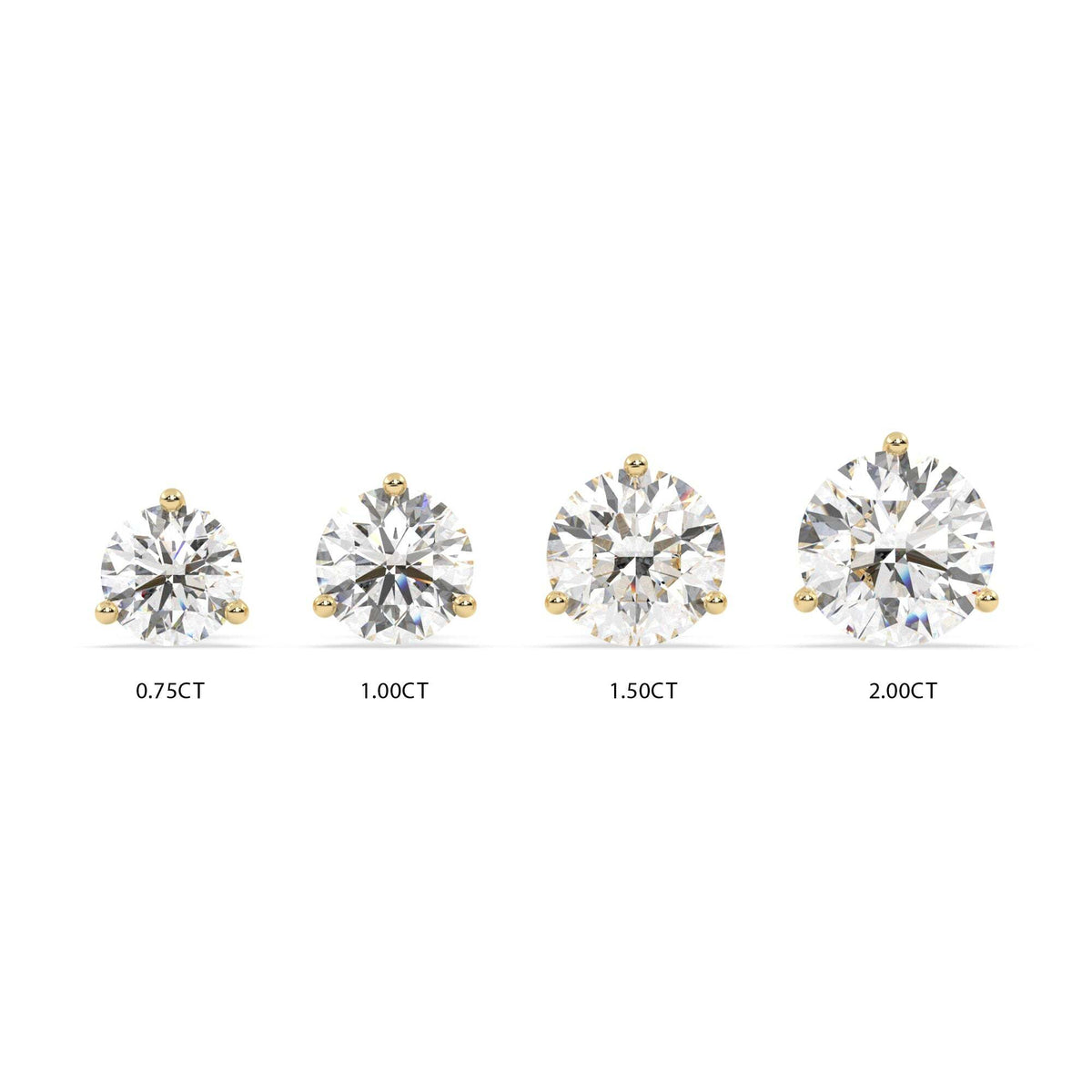 Video Thumbnail: Prongcocktail Stylestudearrings Allcomparison Yellow - 18ky Three Prong Diamond Stud Earrings