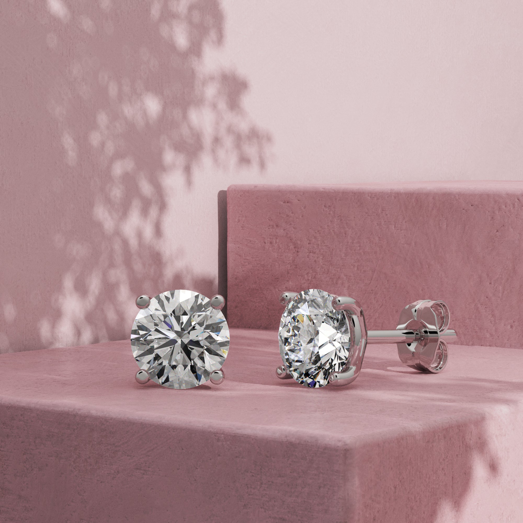 18KW Four Prong Diamond Stud Earrings