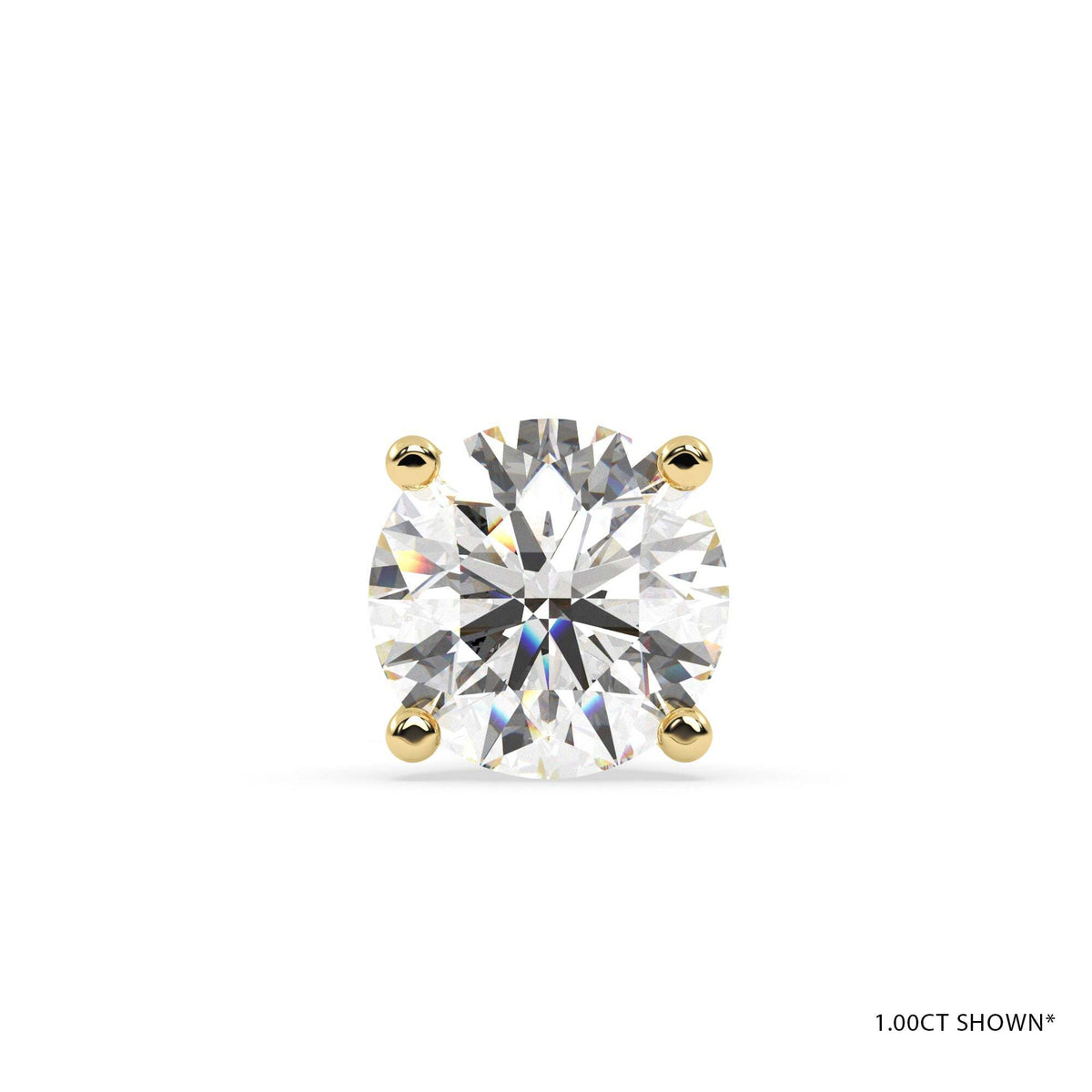 18KY Four Prong Diamond Stud Earrings