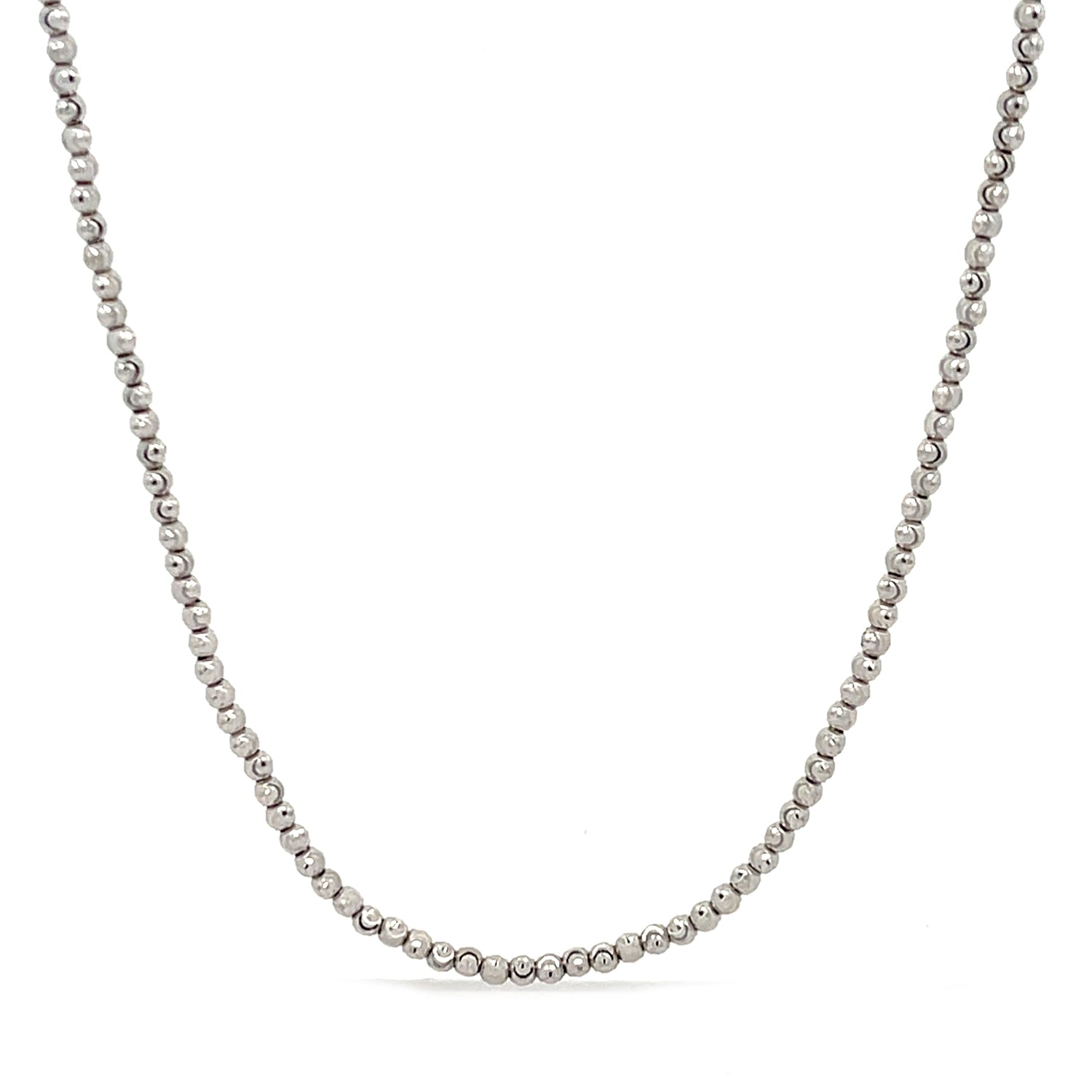 18K White Gold Small Ball & Bead Fancy Swirl Necklace