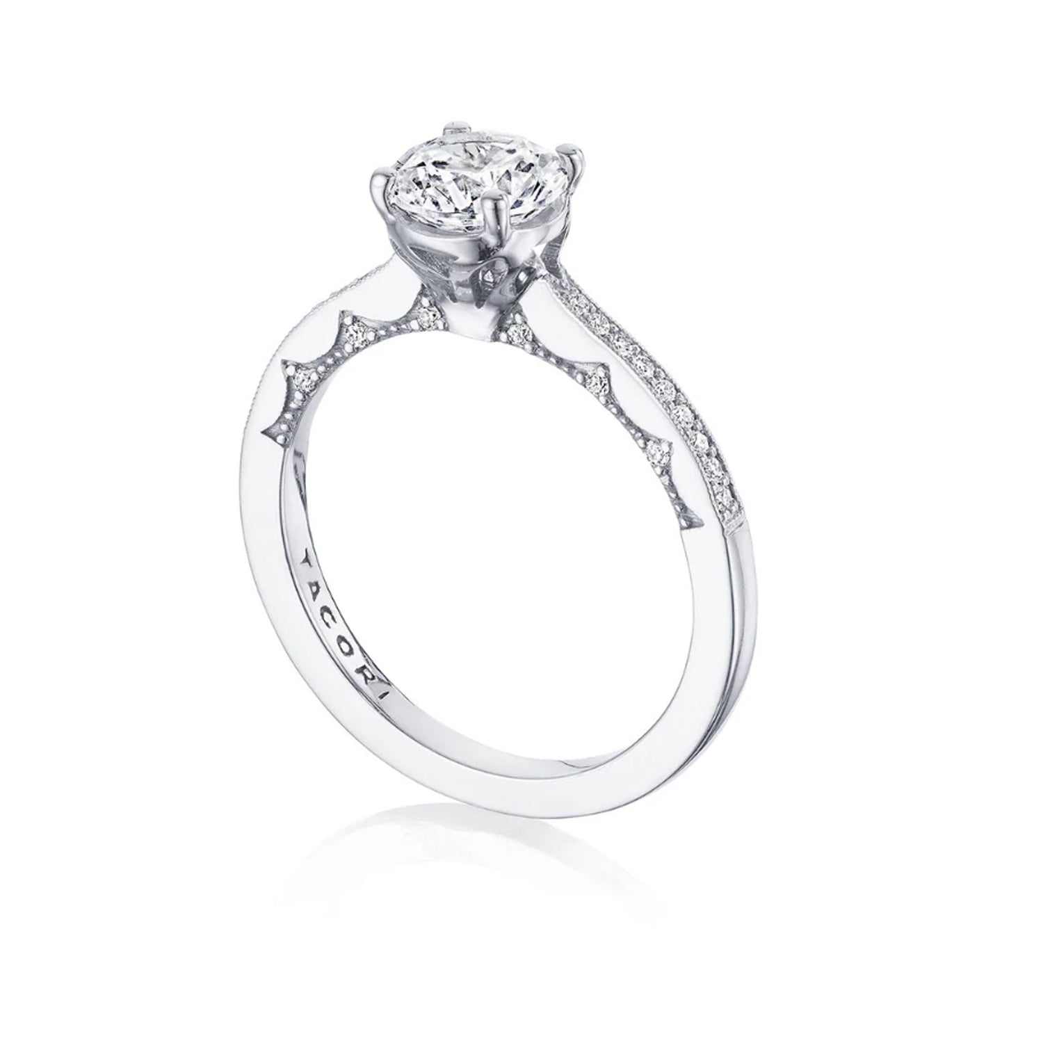 Tacori 14K White Gold Coastal Crescent Engagement Ring 0.14ctw