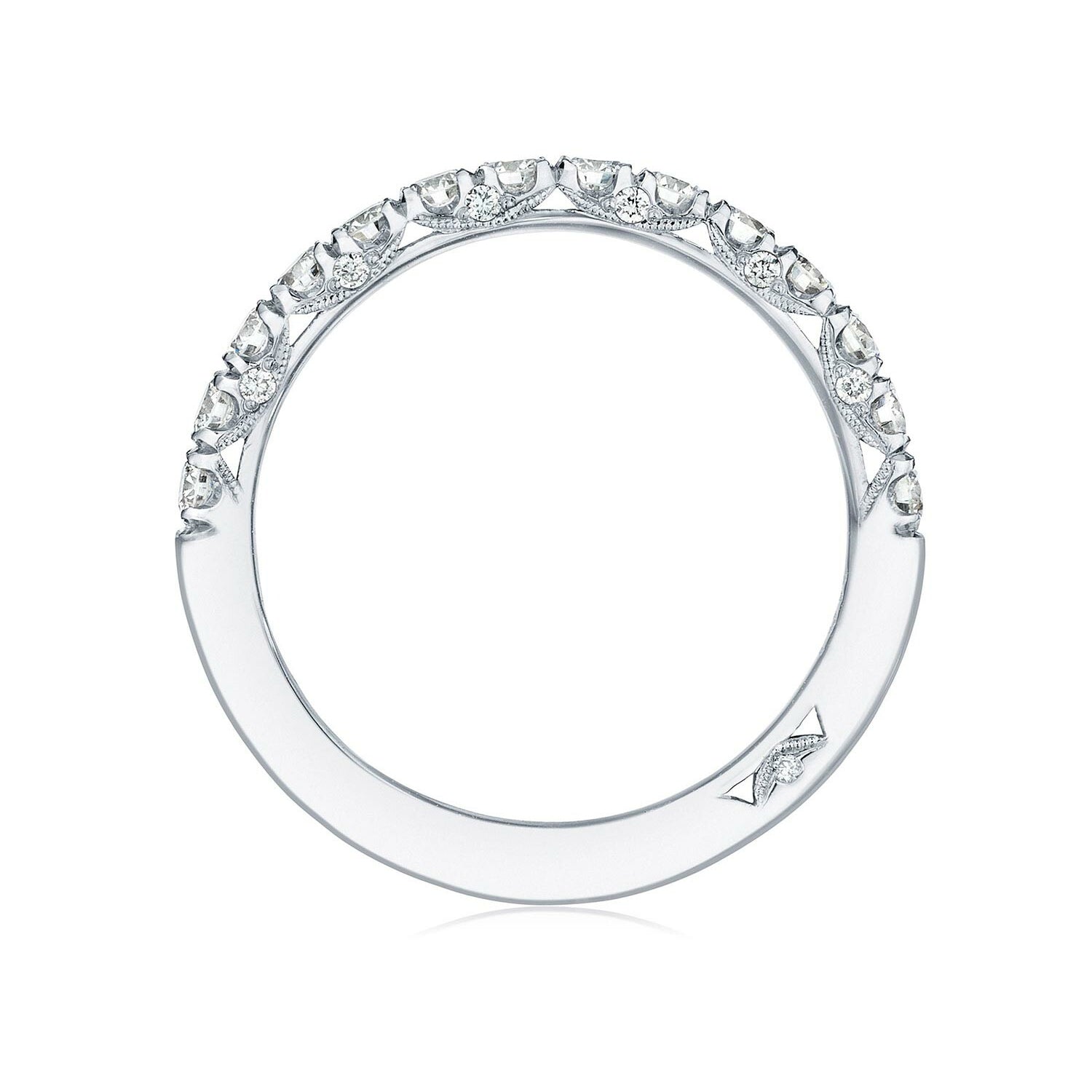 Tacori 18K White Gold Petite Crescent Diamond Wedding Band - 2.5mm 0.65ctw