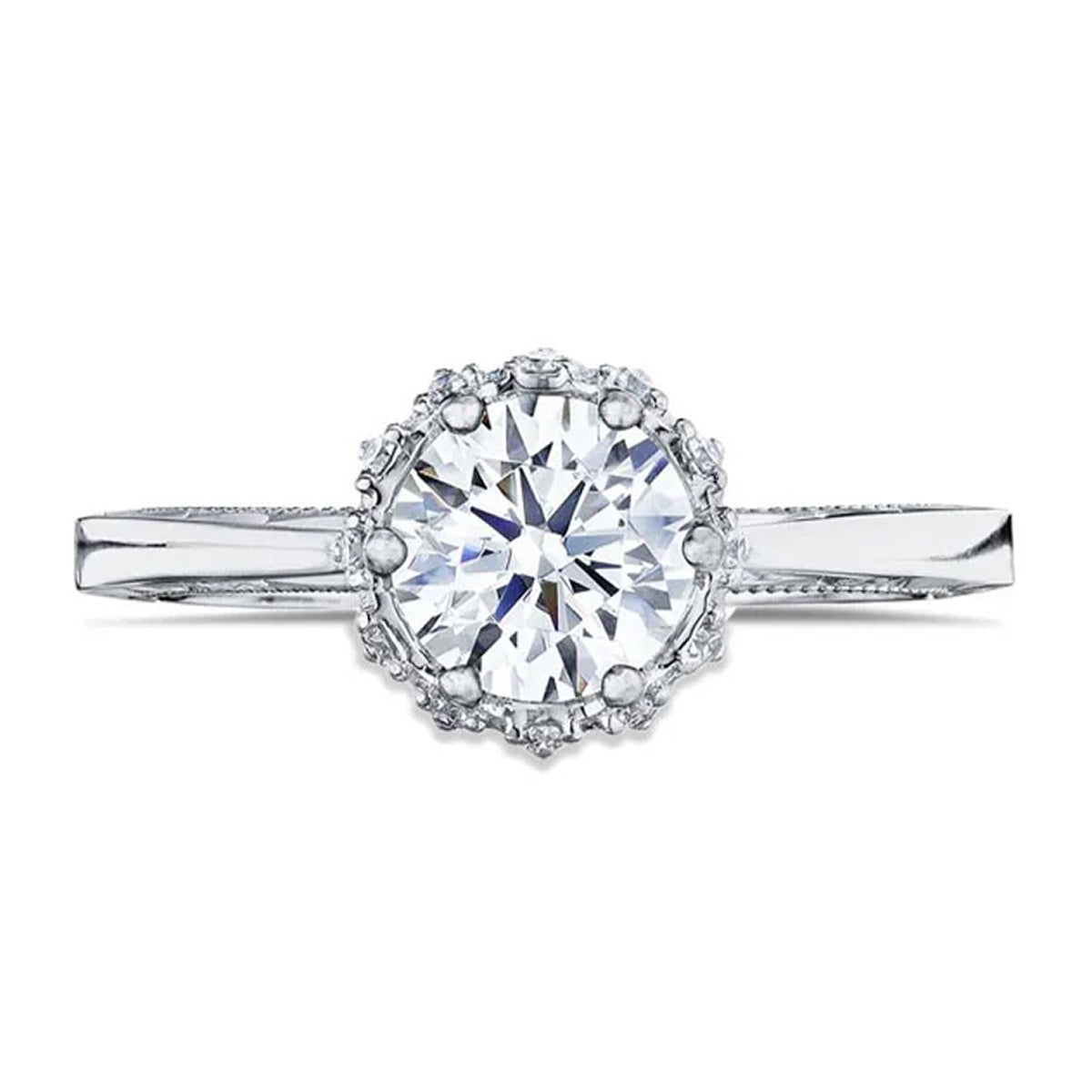 Tacori 18K White Gold Sculpted Crescent Engagment Ring 0.10ctw
