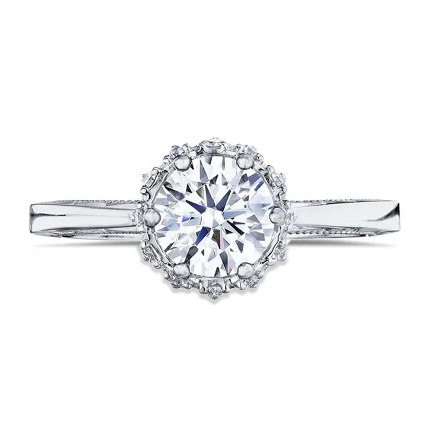 Tacori 18K White Gold Sculpted Crescent Engagment Ring 0.10ctw