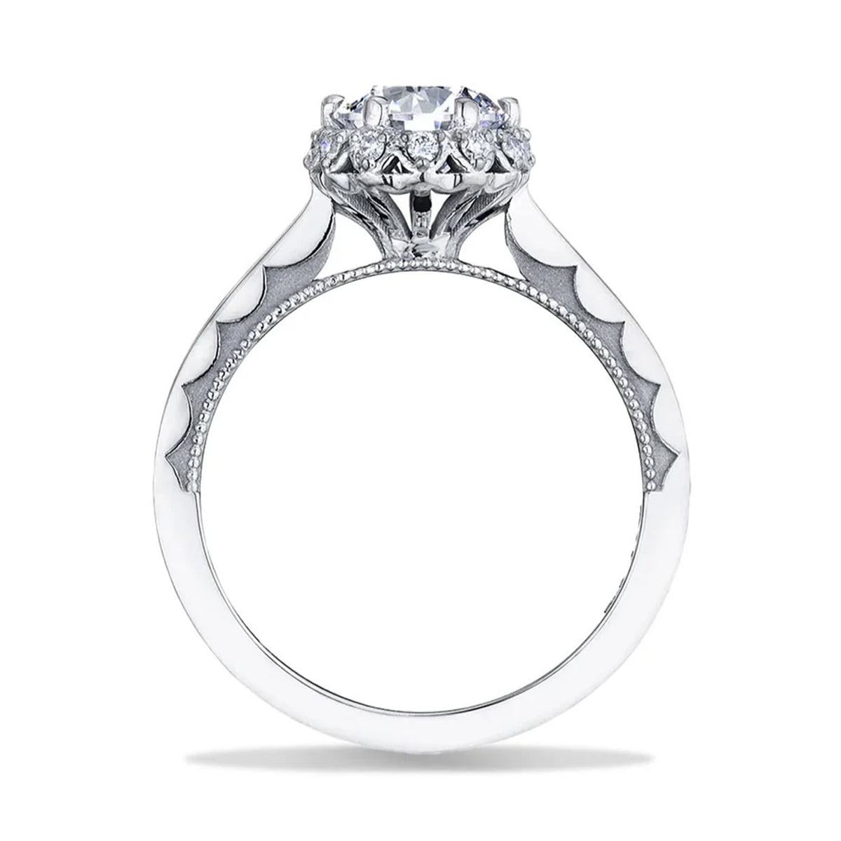Tacori 18K White Gold Sculpted Crescent Engagment Ring 0.10ctw