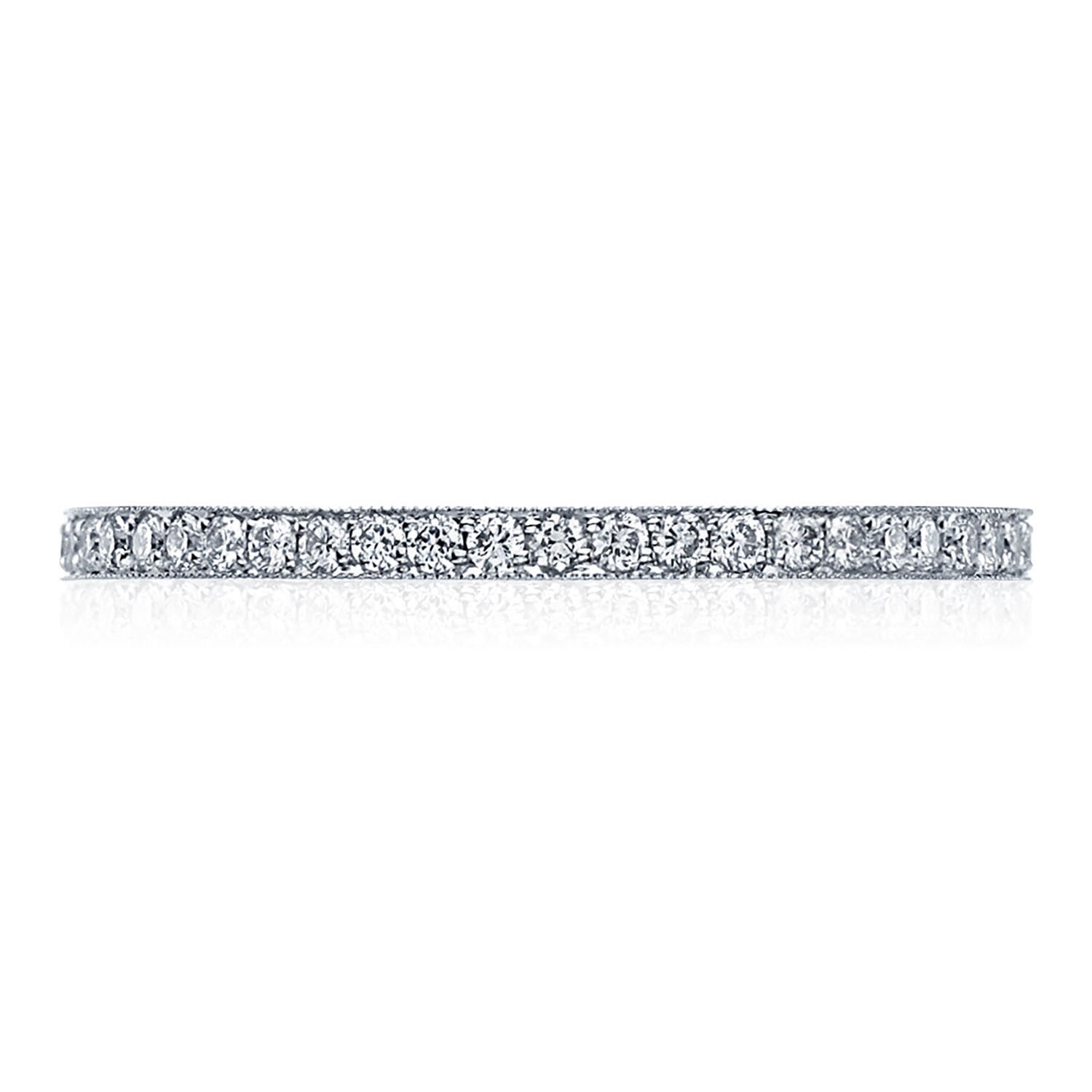 Tacori 18K White Gold Sculpted Crescent Pavé Diamond Wedding Band 1.5mm