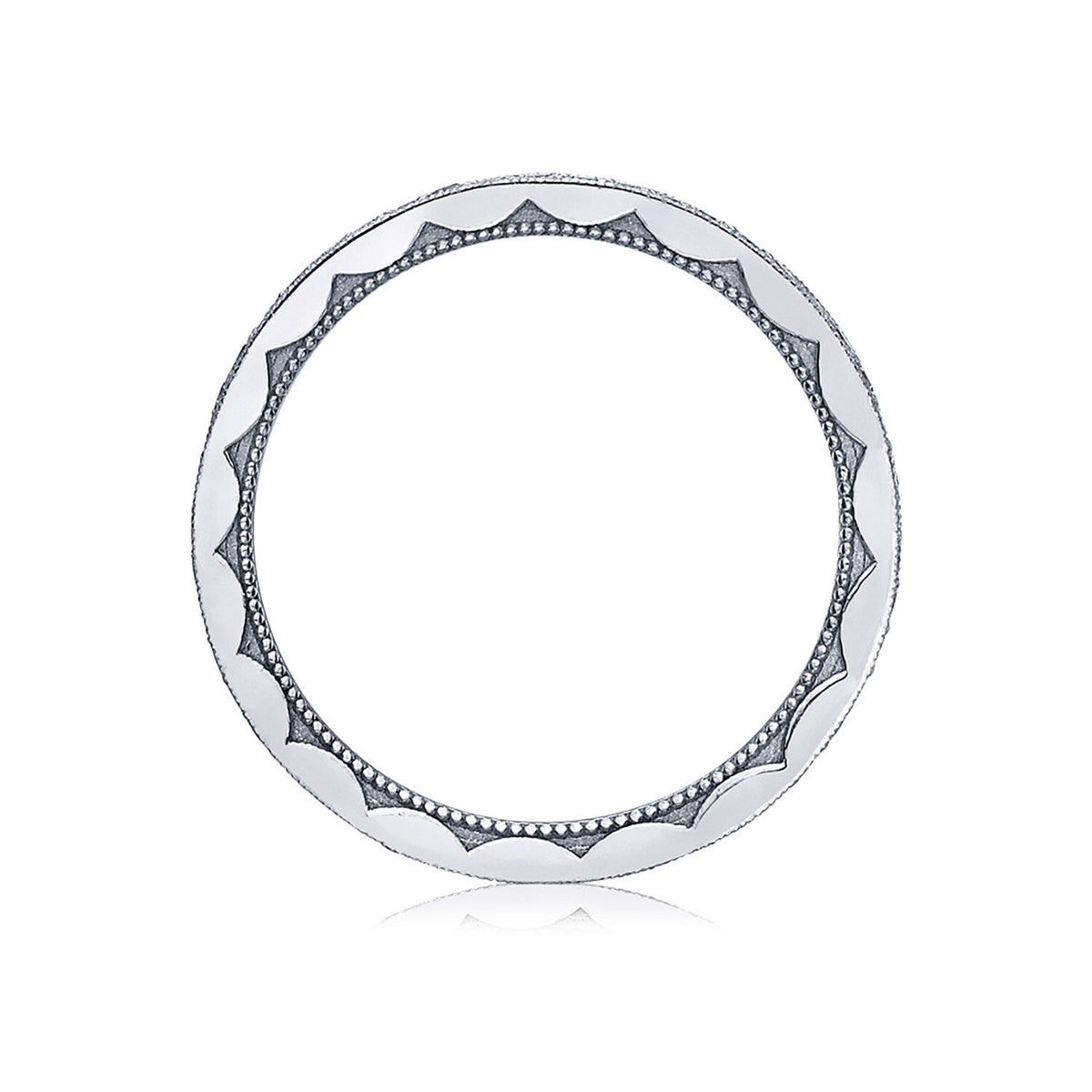 Tacori 18K White Gold Sculpted Crescent | Pavé Diamond Wedding Band 1.5mm