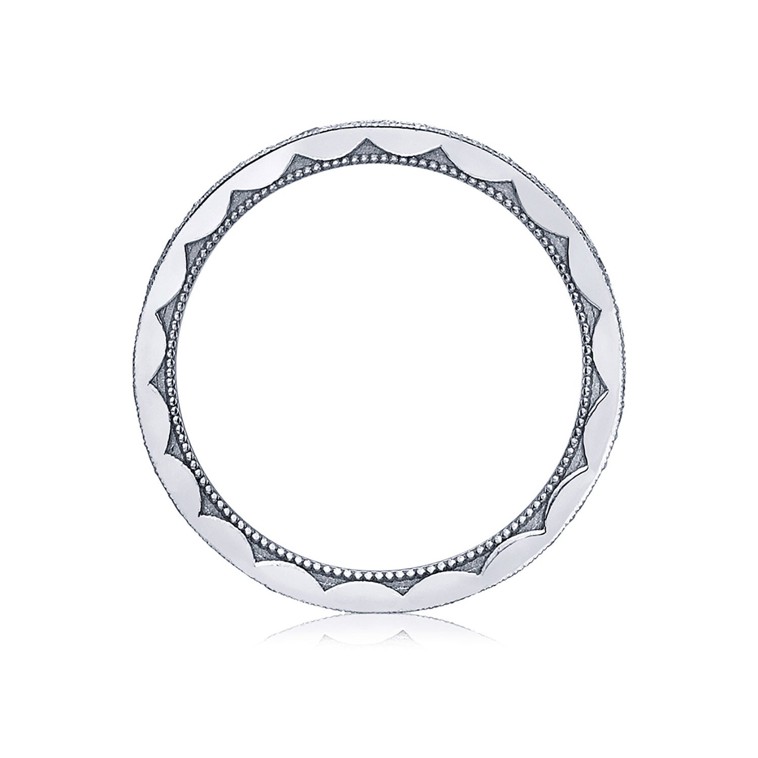 Tacori 18K White Gold Sculpted Crescent Pavé Diamond Wedding Band 1.5mm