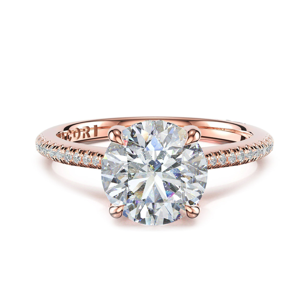Tacori 18k Rose Gold Founders Ring Pavé 0.10ctw