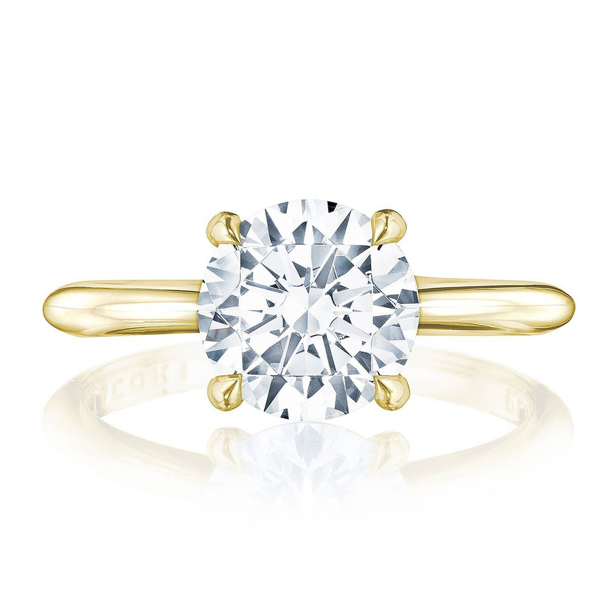 Tacori 18k Yellow Gold Founders Collection Hidden Bloom Diamond Ring 0.09ctw
