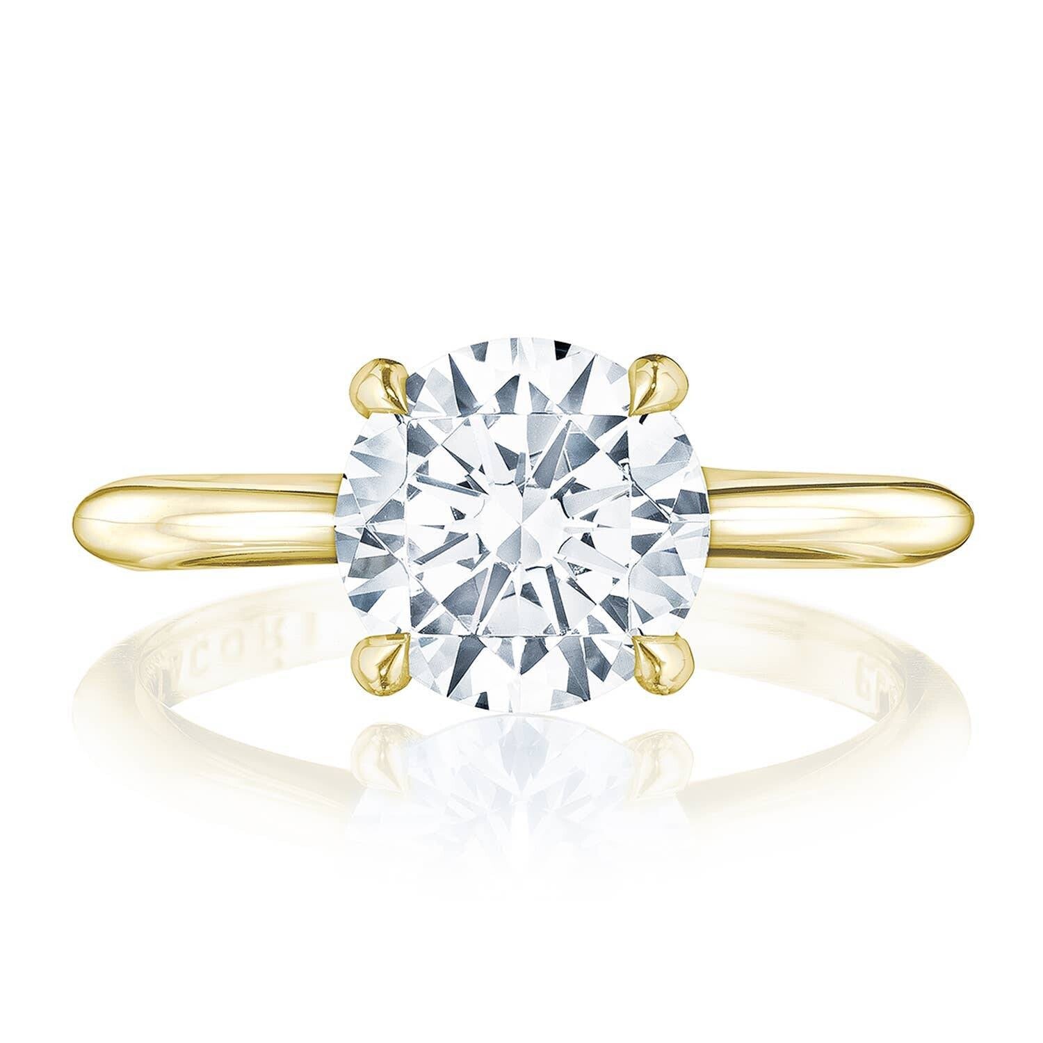 Tacori 18k Yellow Gold Founders Collection Hidden Bloom Diamond Ring 0.09ctw