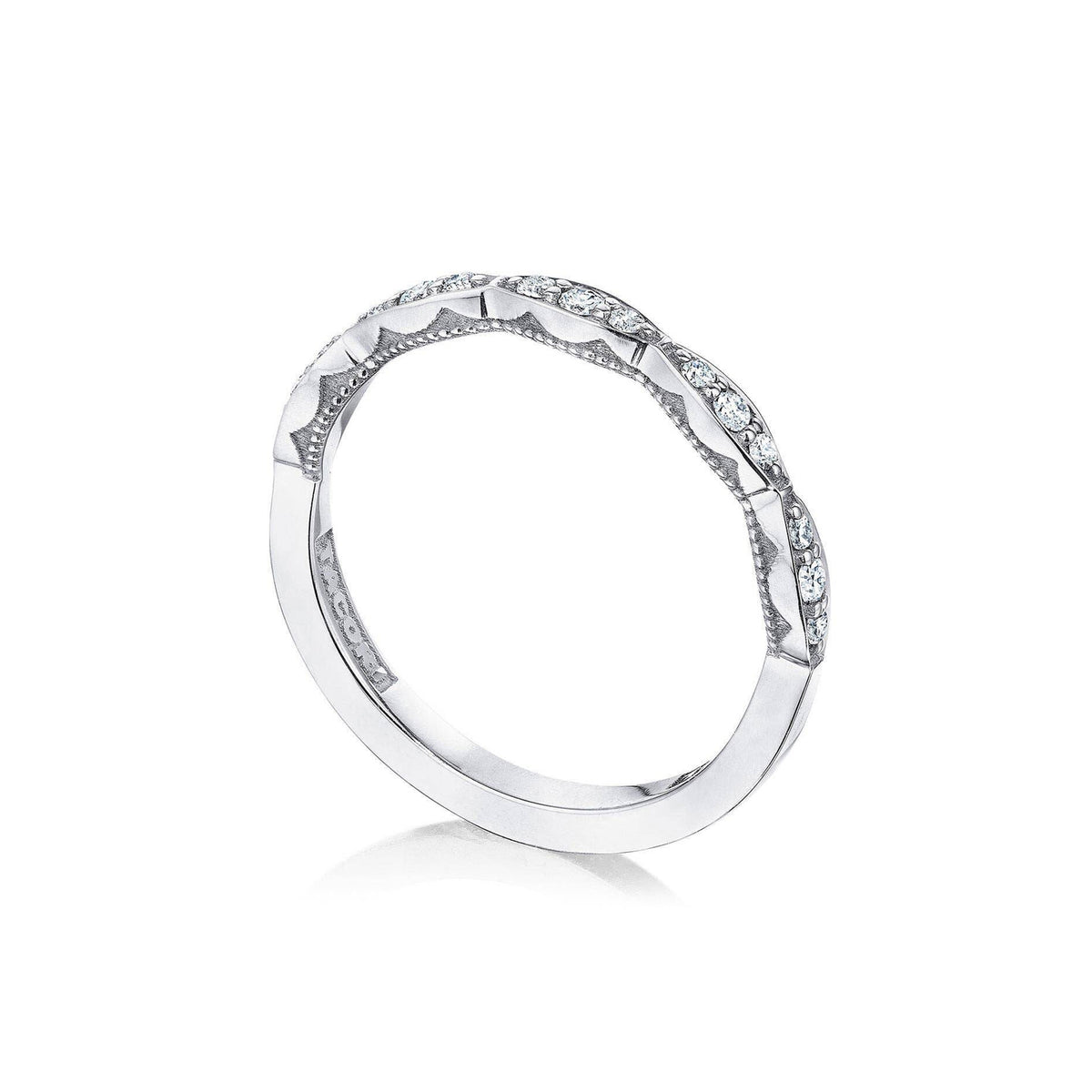 Tacori Platinum Sculpted Crescent Marquise Design Wedding Band with Diamond