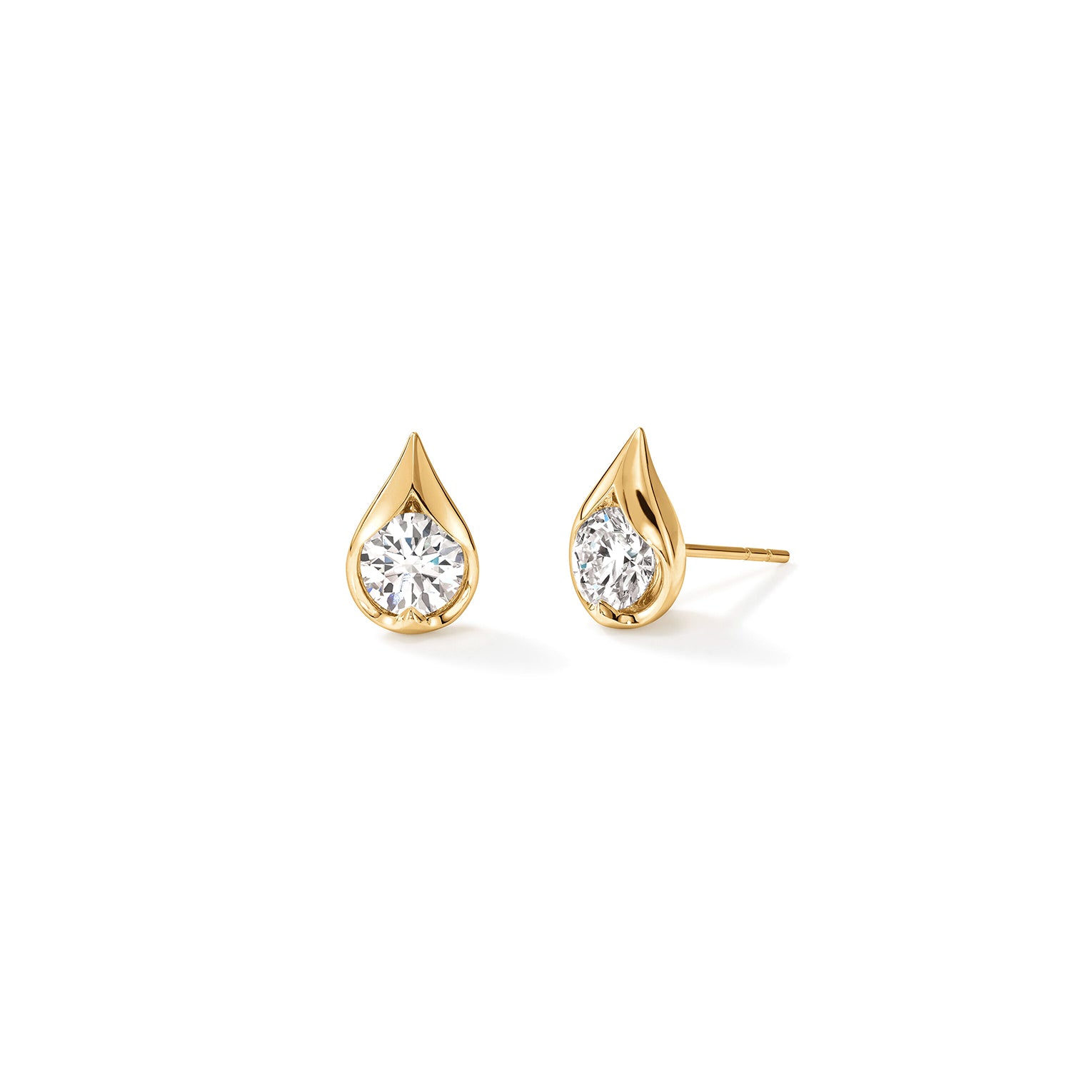 18K Yellow Gold LU Droplet Stud Earrings