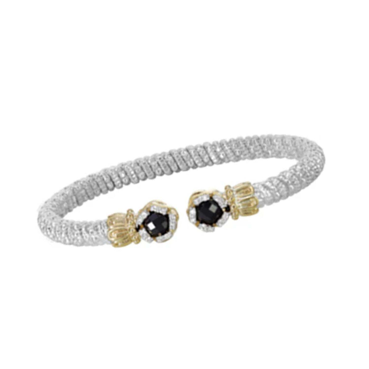 Video Thumbnail: Untitled Design 2024 06 - Vahan Black Onyx Gold & Sterling Silver Bangle