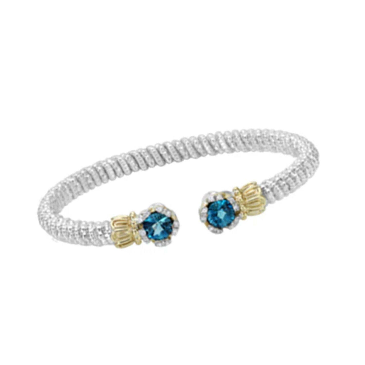 Video Thumbnail: Untitled Design 2024 06 - Vahan Blue Topaz Gold & Sterling Silver Bangle