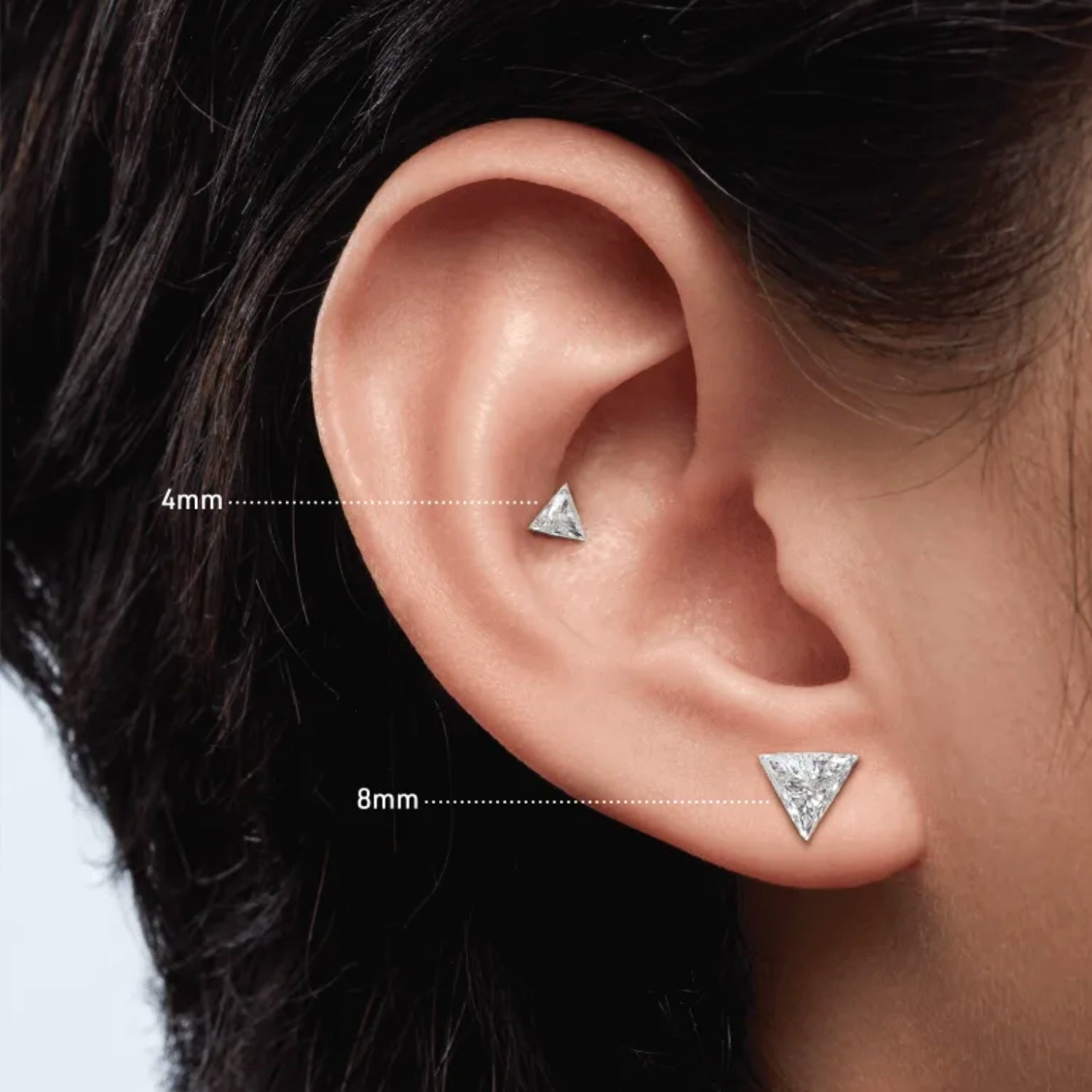 Maria Tash Gold Invisible Set Triangle Diamond Stud Earring 4mm